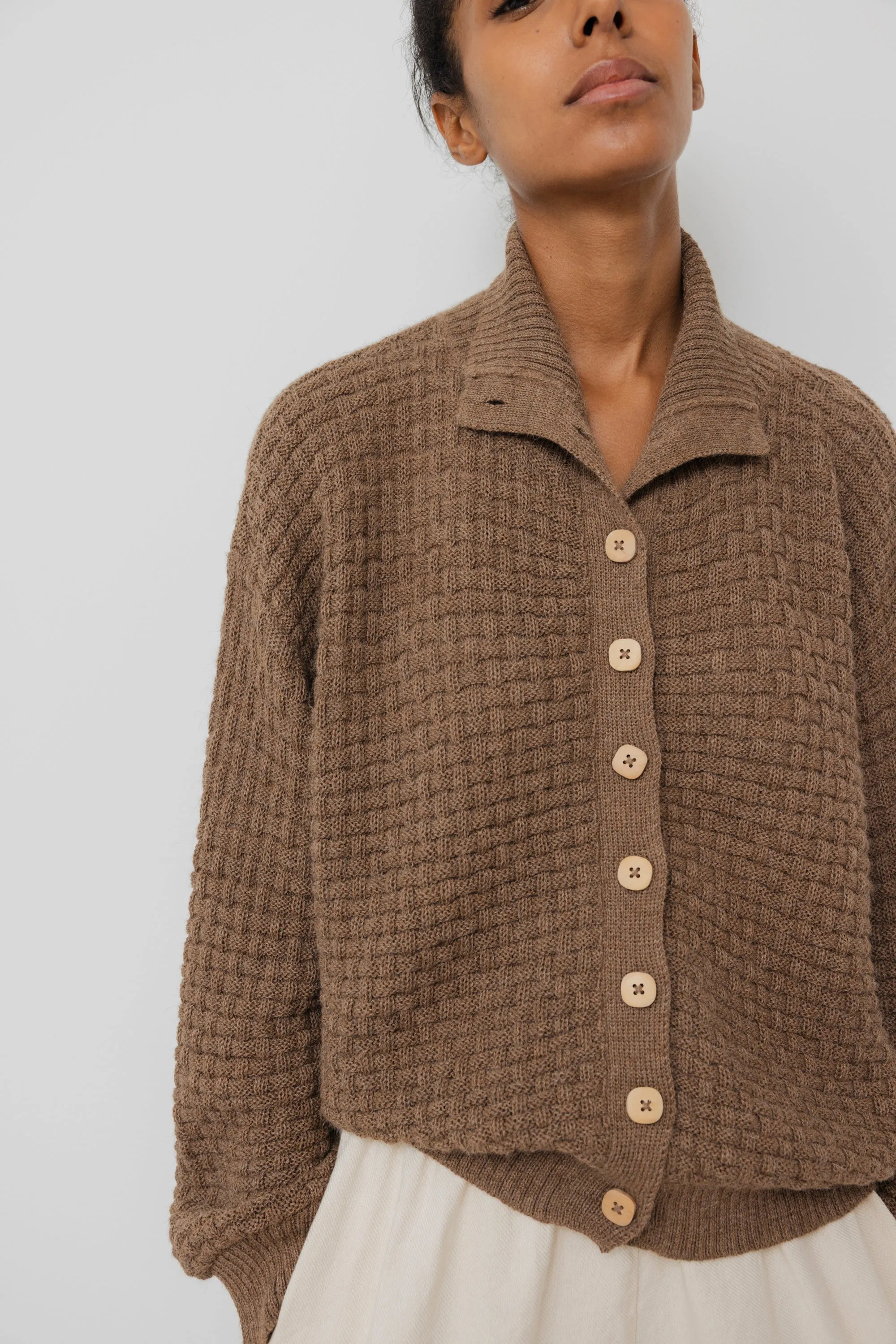Lattice Cardigan : Camel sold by Wol Hide