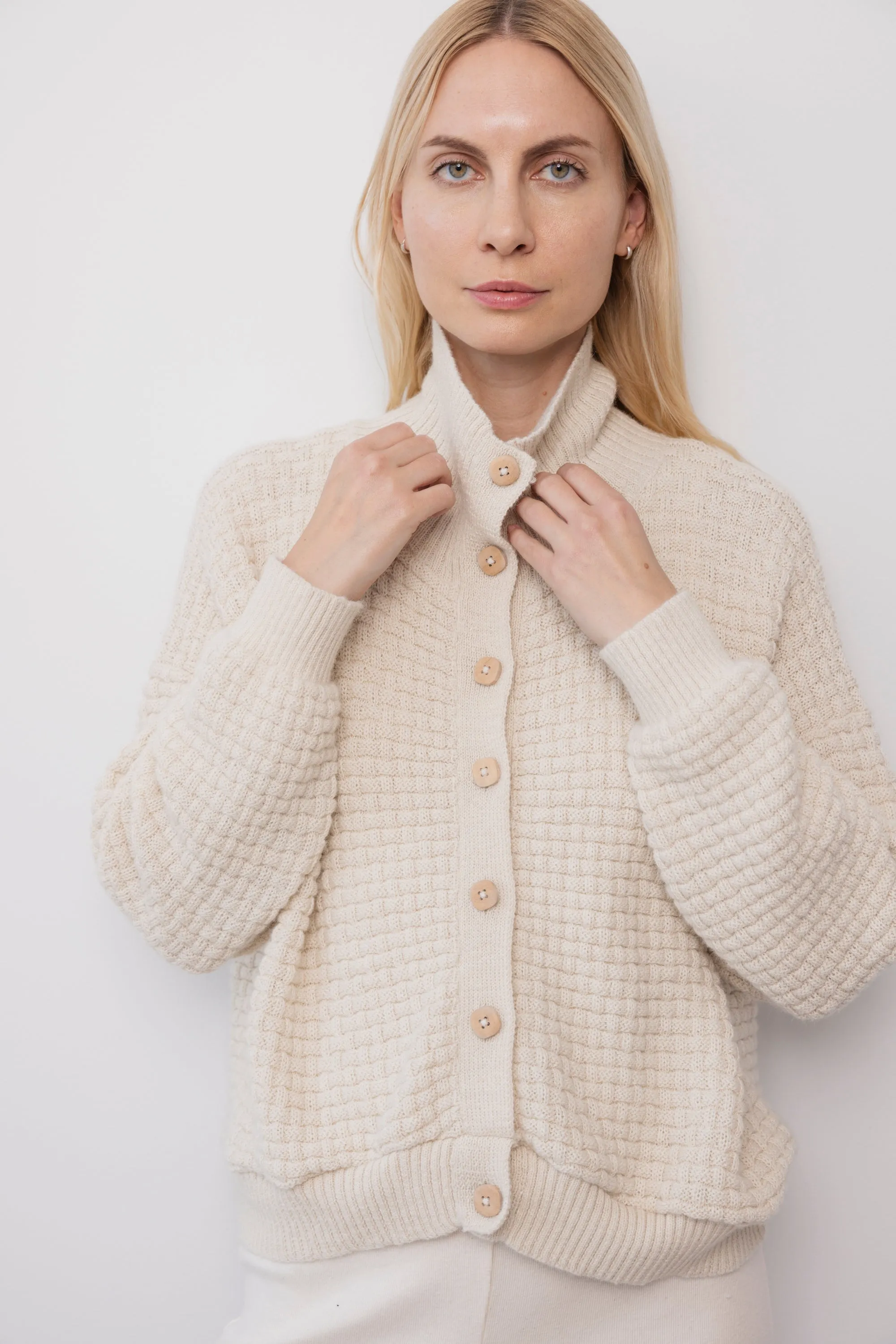 Lattice Cardigan : Natural sold by Wol Hide