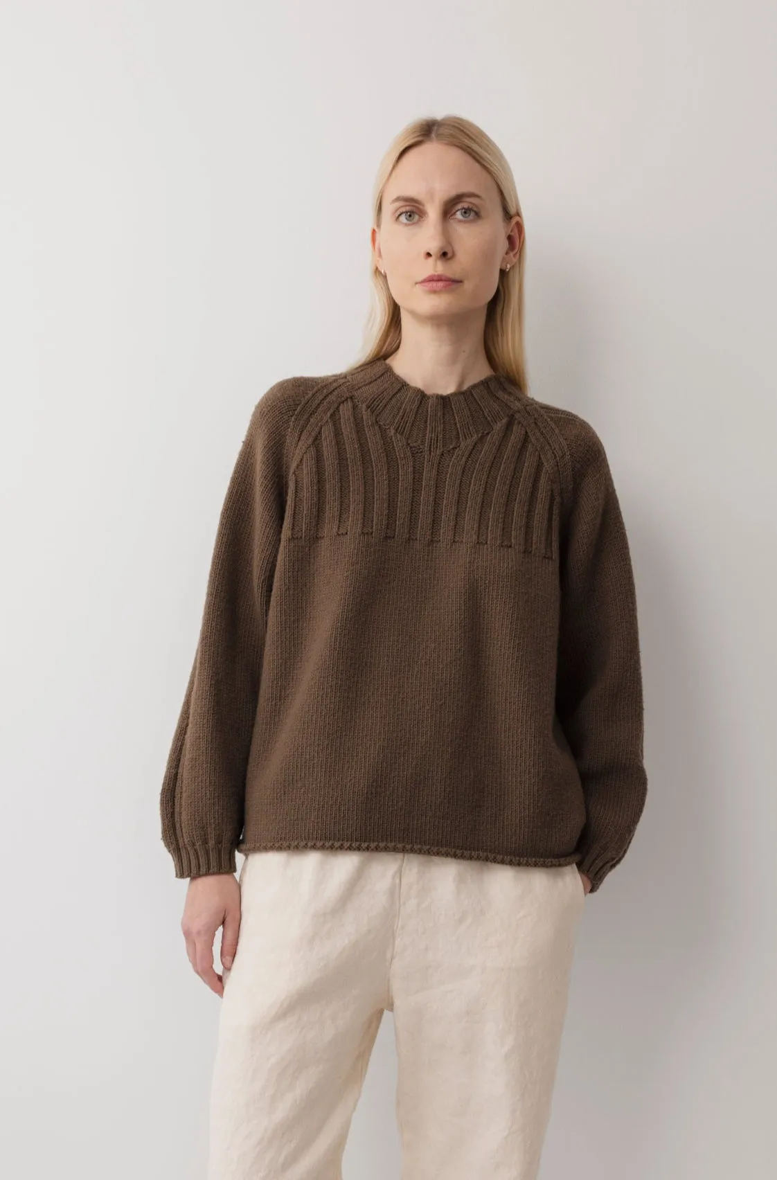 Rib Neck Pullover : Bark sold by Wol Hide