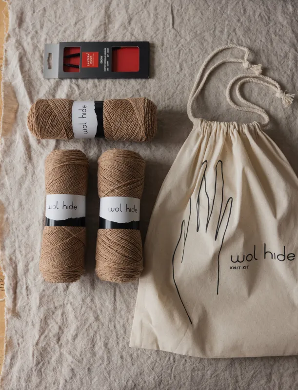 Knit Kit : Rambouillet & Coyote Brown Cotton made by Wol Hide
