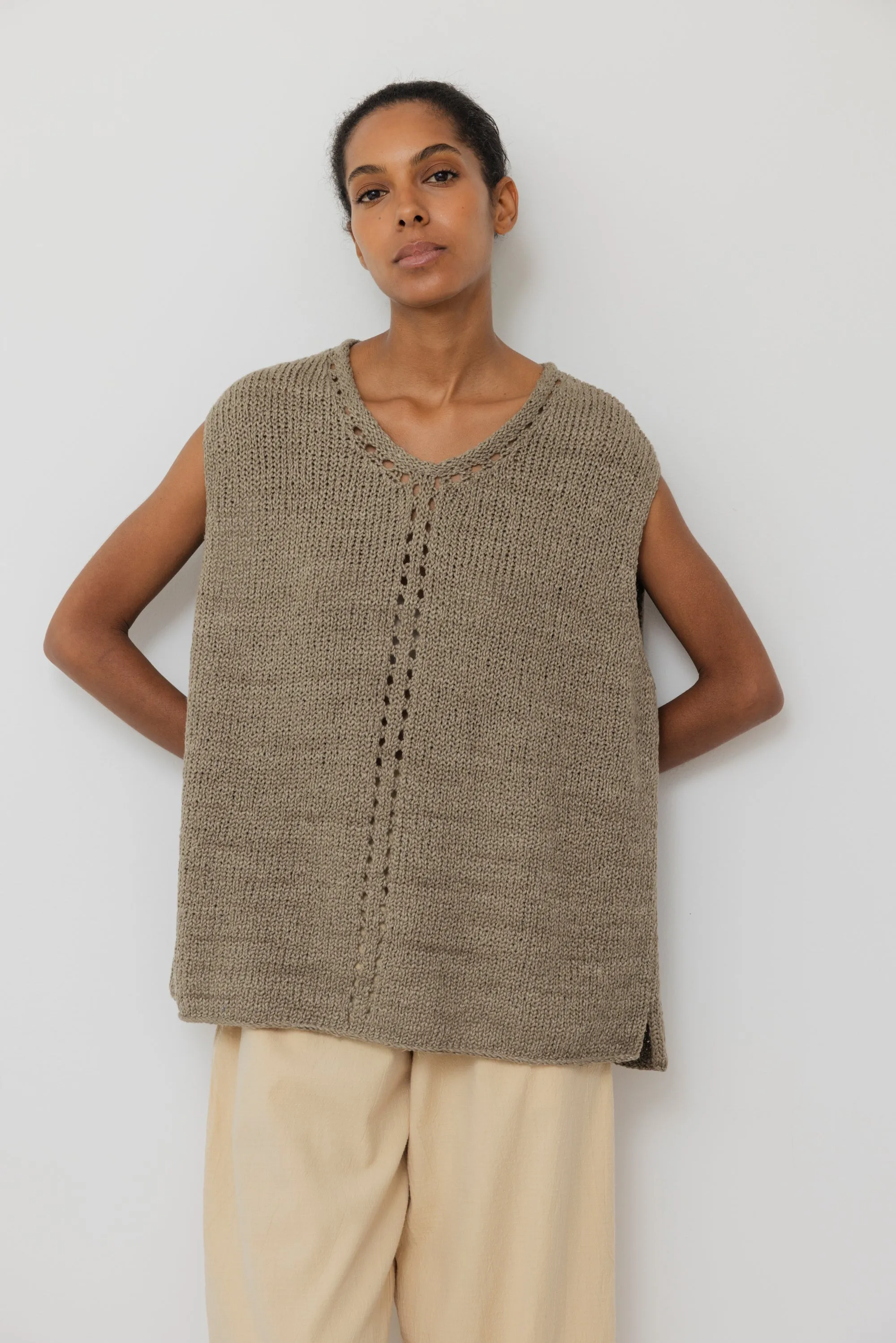 Pointelle Vest : Moss sold by Wol Hide