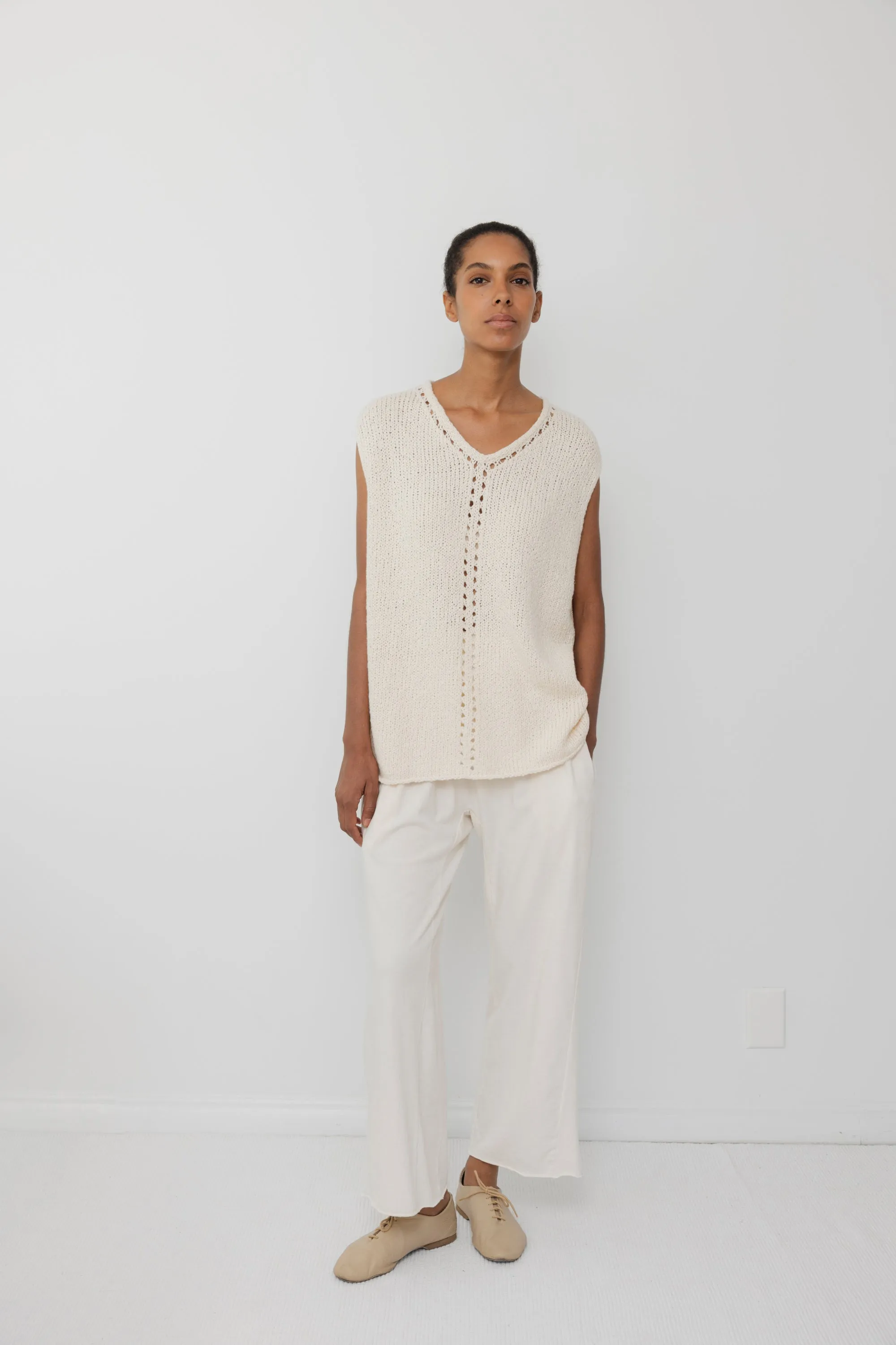Pointelle Vest : Natural sold by Wol Hide product image thumbnail 2