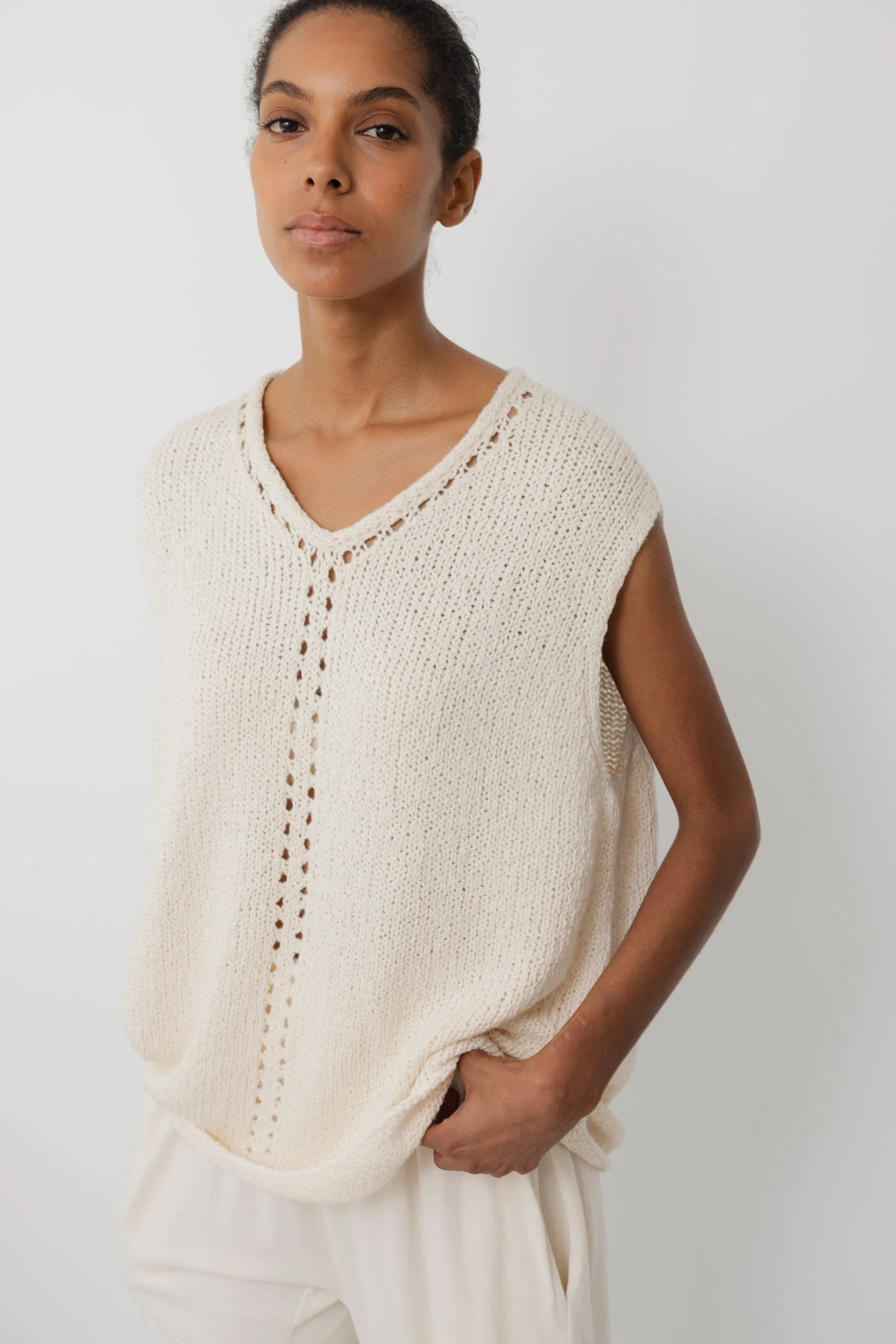 Pointelle Vest : Natural sold by Wol Hide product image thumbnail 5
