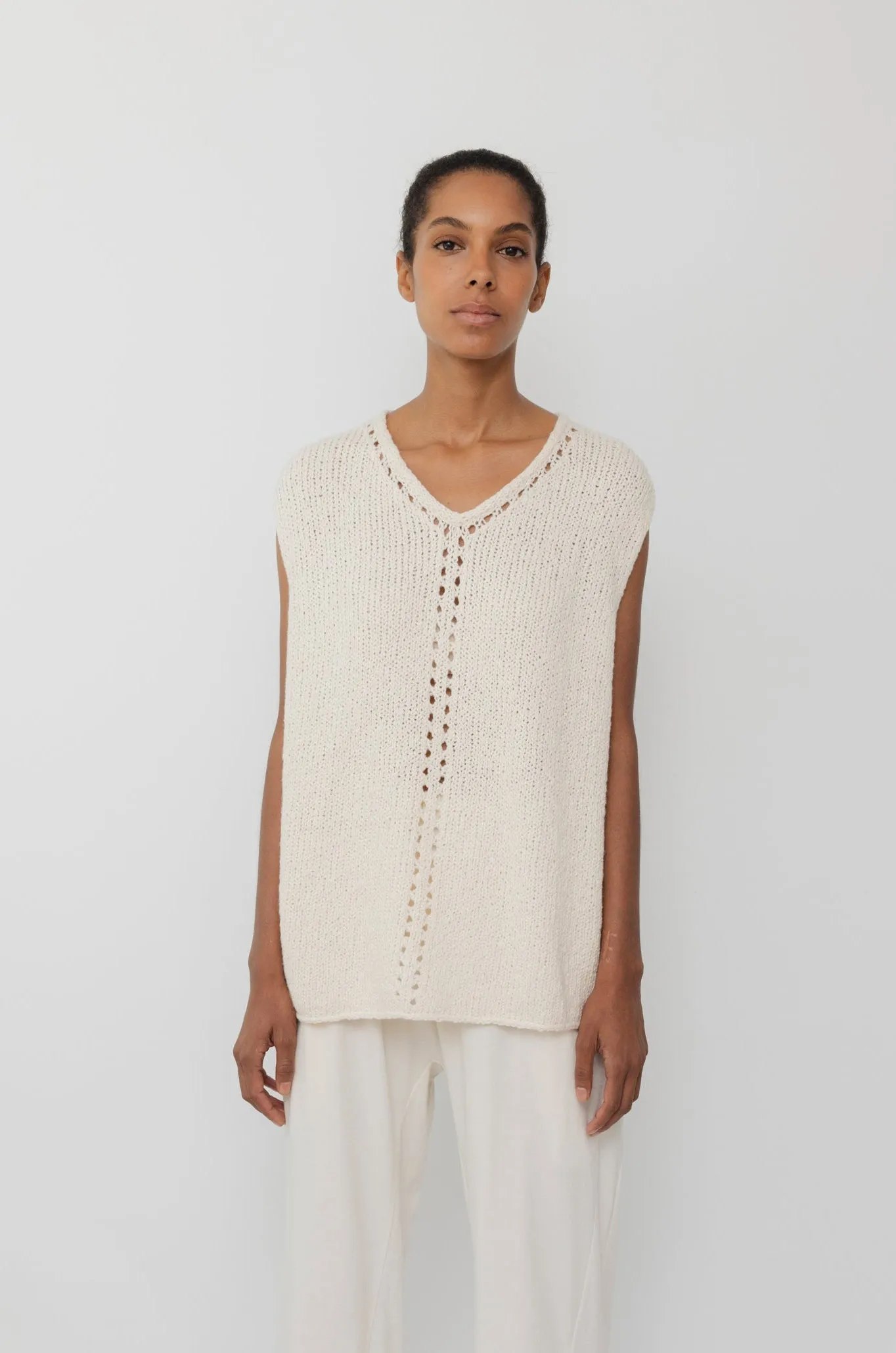 Pointelle Vest : Natural sold by Wol Hide
