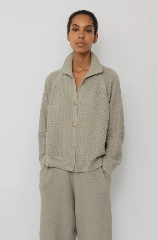 Textured Cardigan : Khaki made by Wol Hide
