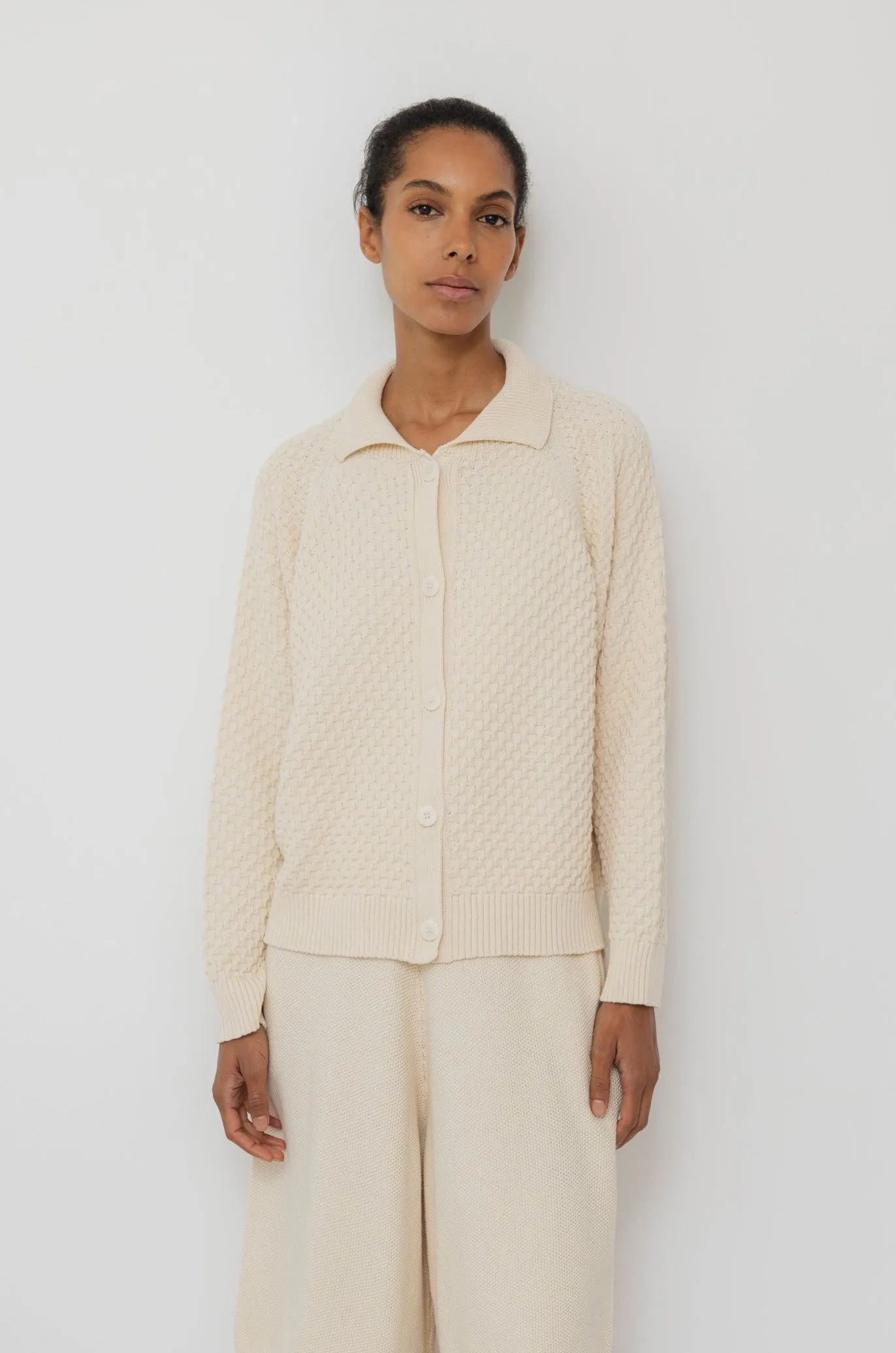 Textured Cardigan : Natural sold by Wol Hide