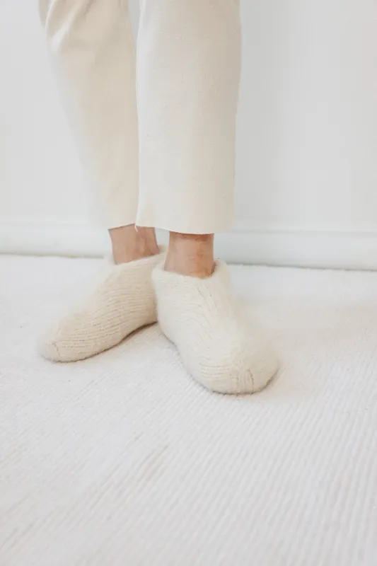 Felted Slipper : Ecru made by Wol Hide