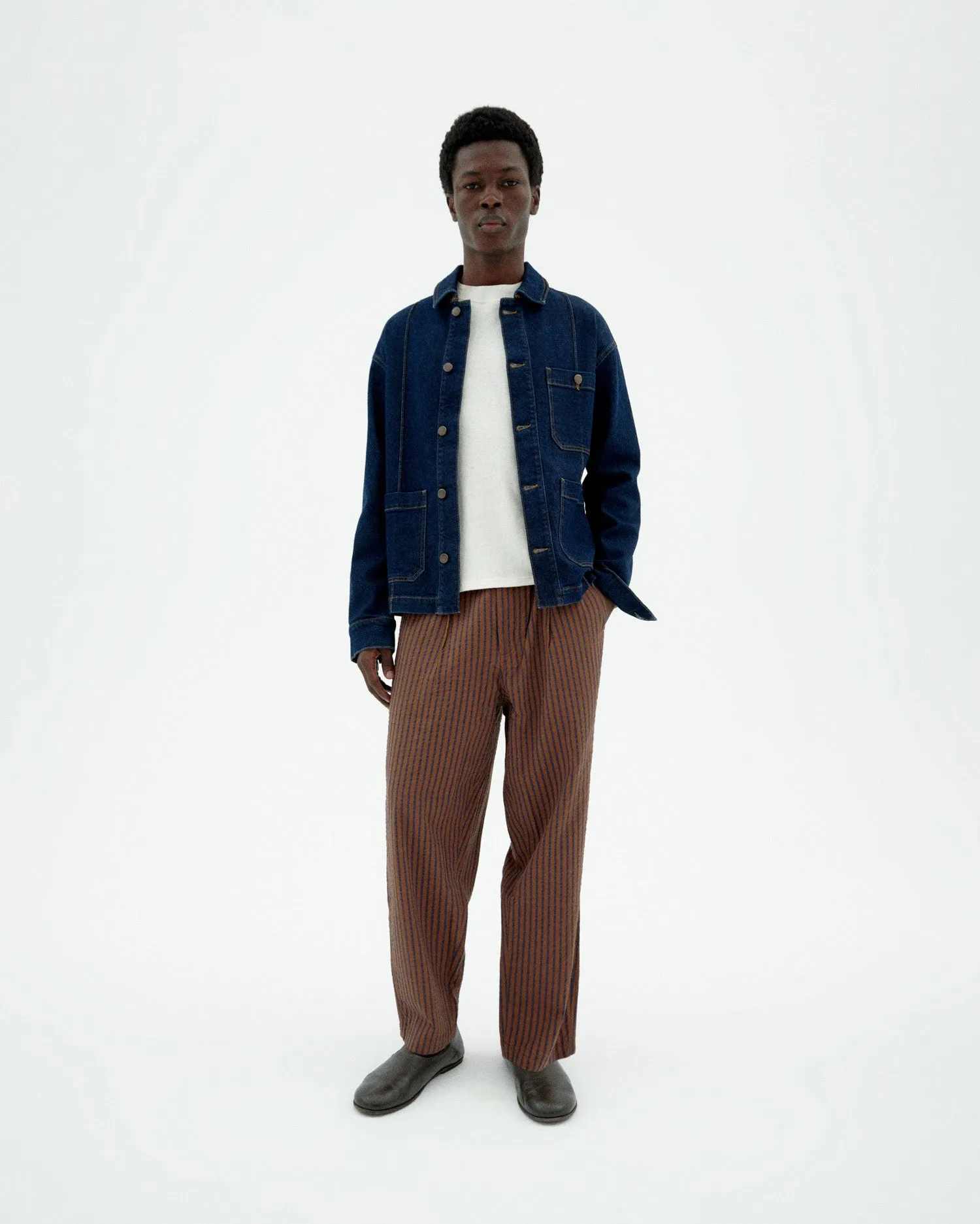 Pantalón loose marrón rayas Luc sold by Thinking Mu product image thumbnail 2