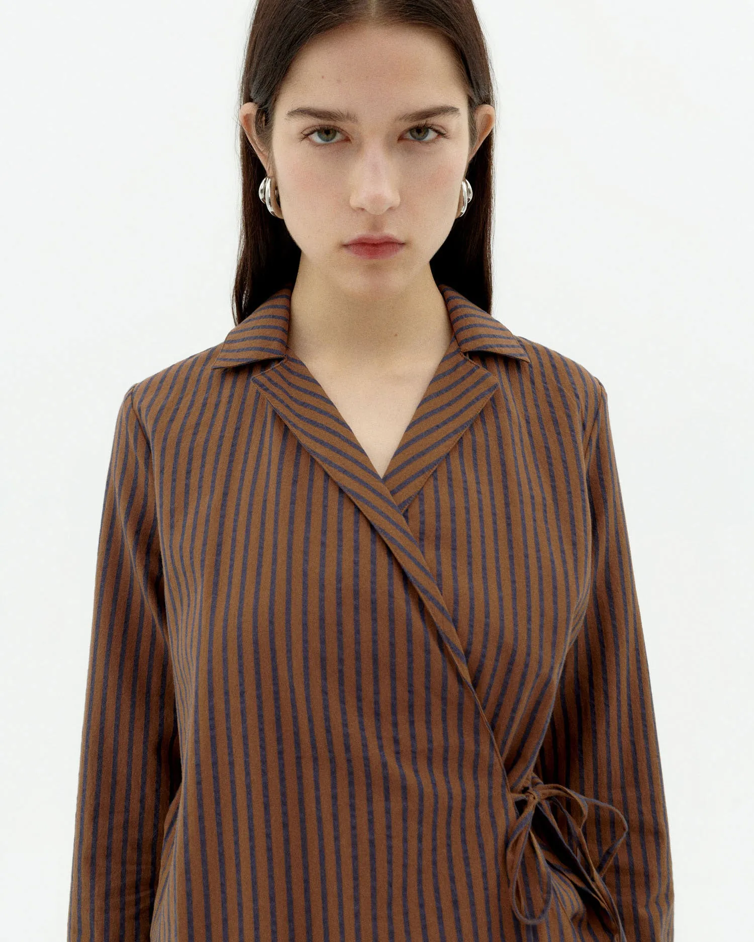 Blusa marrón rayas cruzada Lenie sold by Thinking Mu product image thumbnail 3