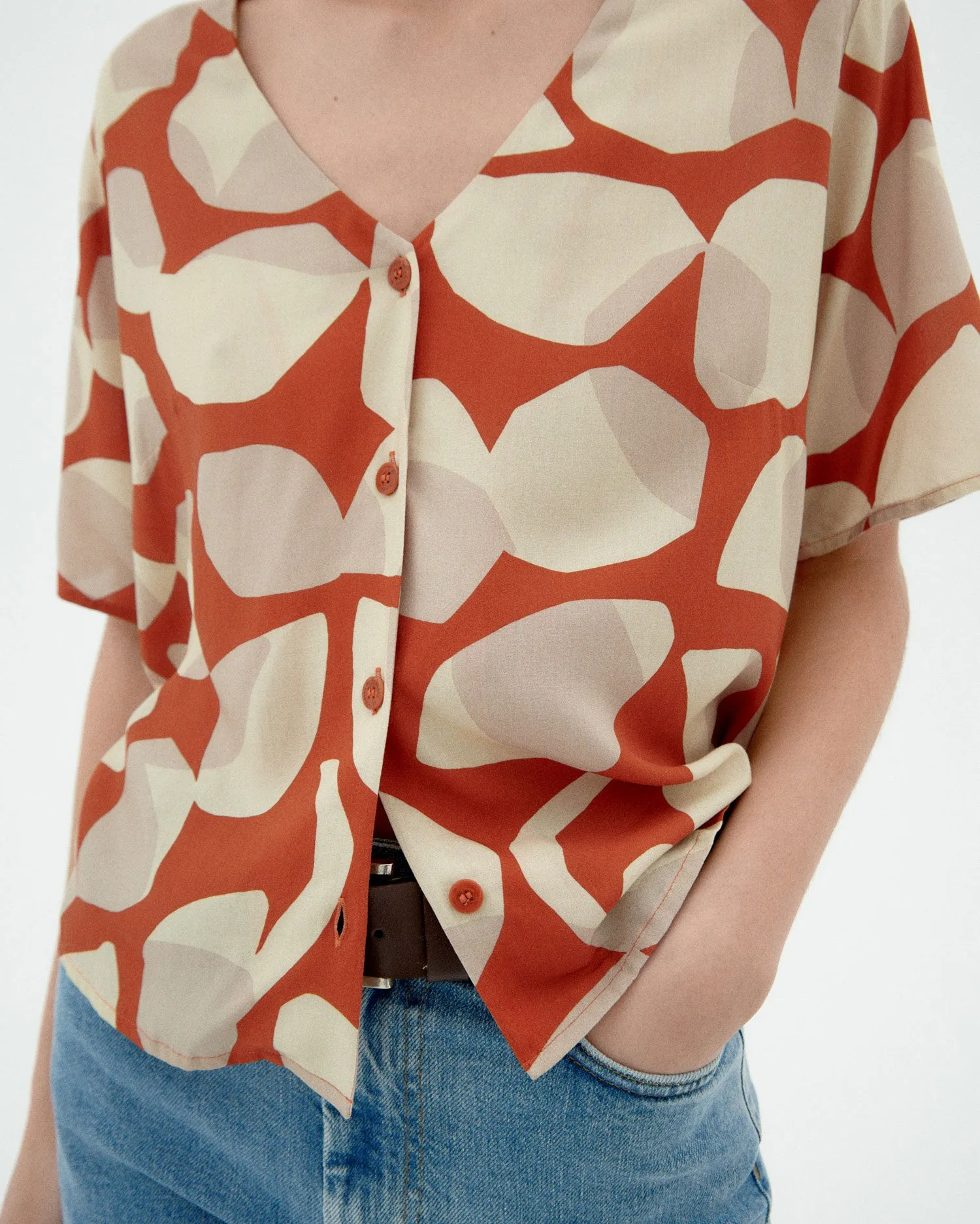 Blusa naranja Ecovero leaf Libelula sold by Thinking Mu product image thumbnail 3