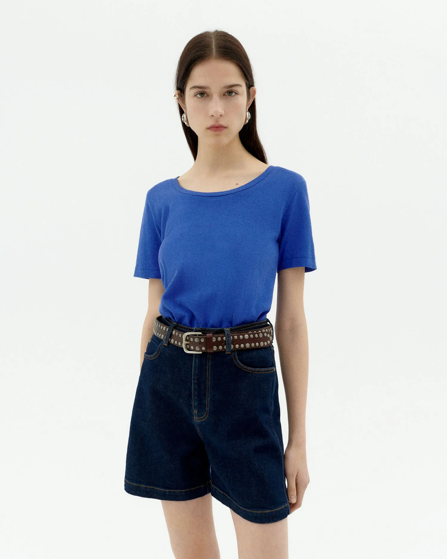 Camiseta azul hemp Cassia sold by Thinking Mu