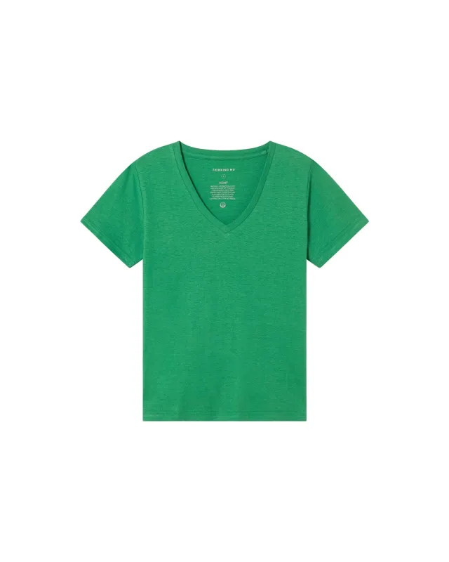 Camiseta ligera verde hemp Clavel sold by Thinking Mu