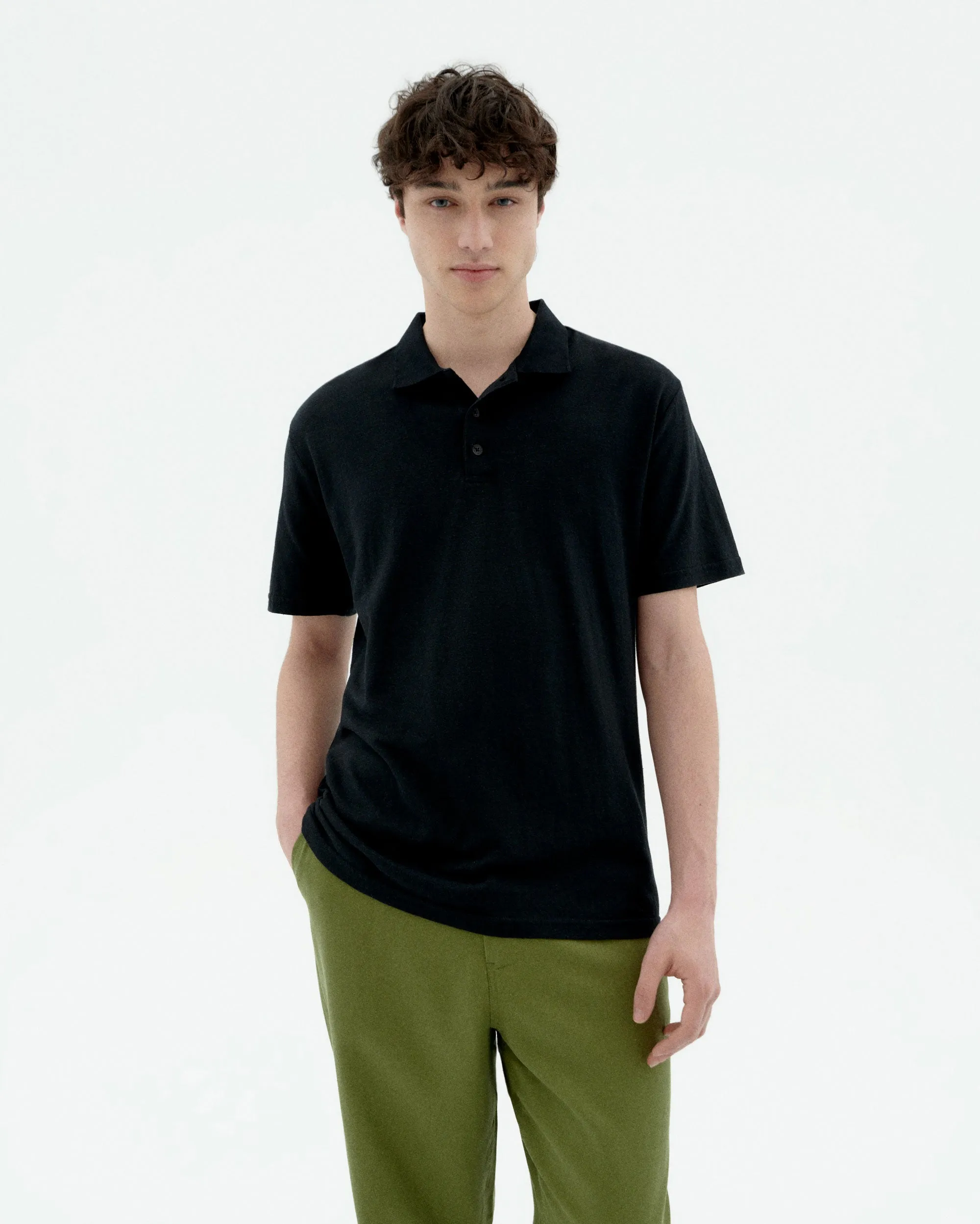 Polo negro hemp sold by Thinking Mu
