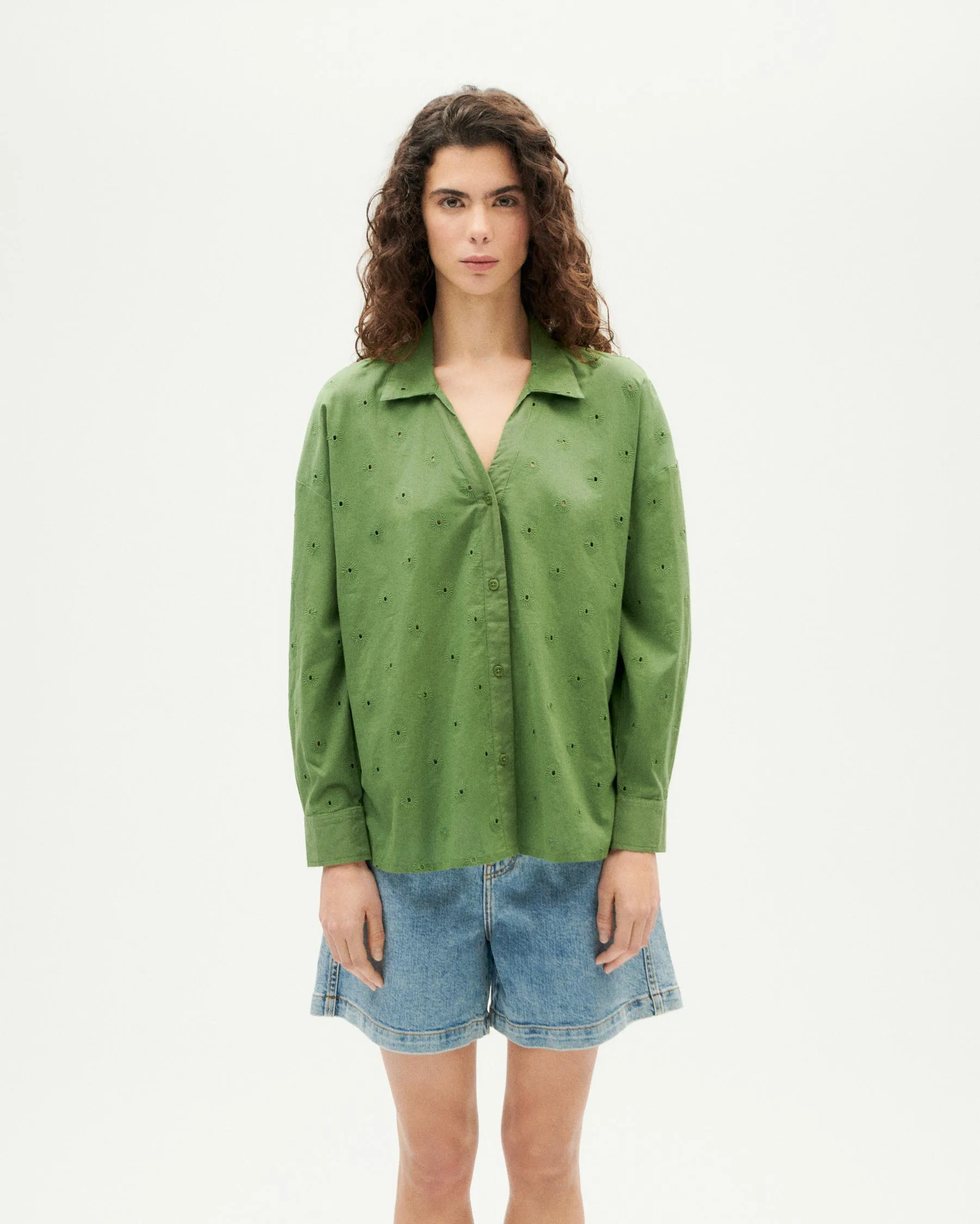 Blusa verde cactus Margaret sold by Thinking Mu product image thumbnail 3
