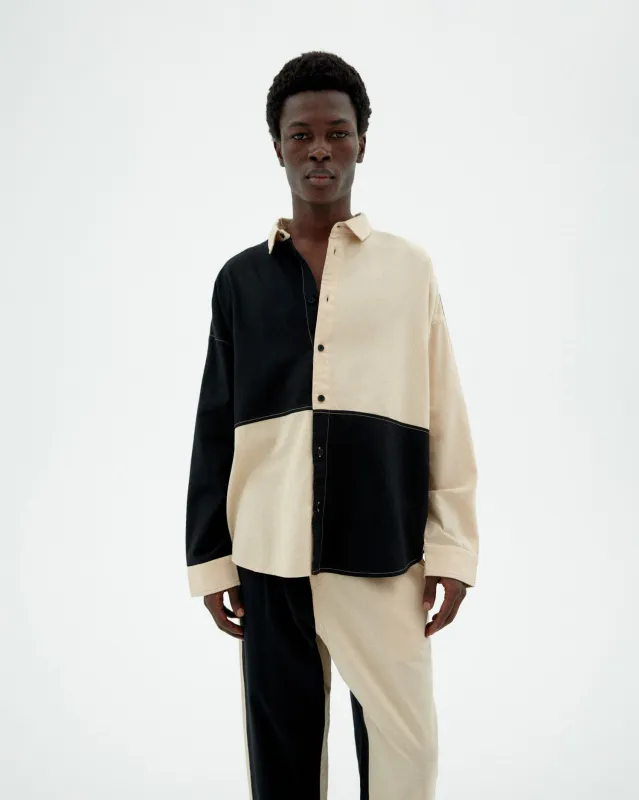 Camisa patched negro y blanco Haru sold by Thinking Mu