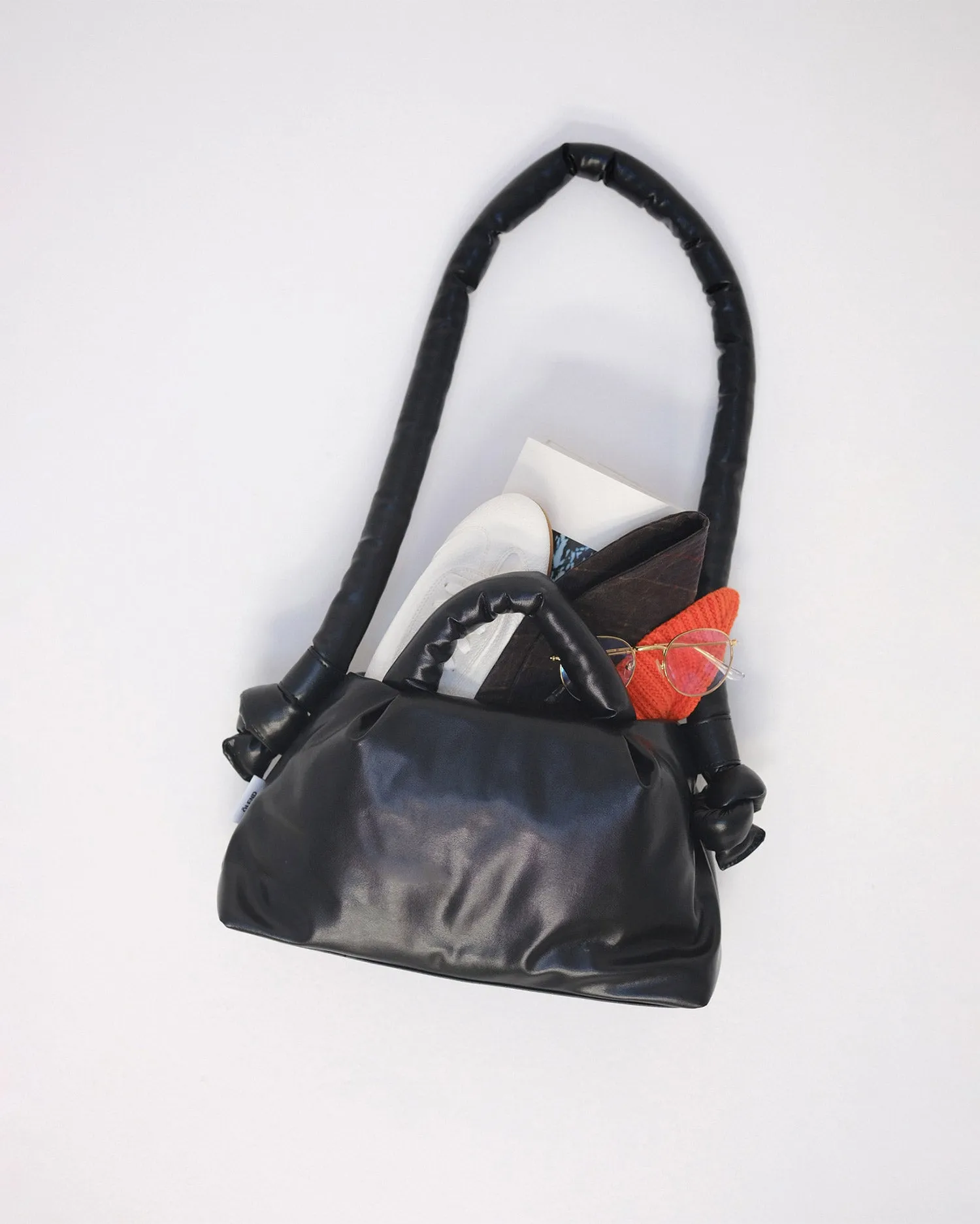 Black Mini Ona vegan leather bag sold by Thinking Mu