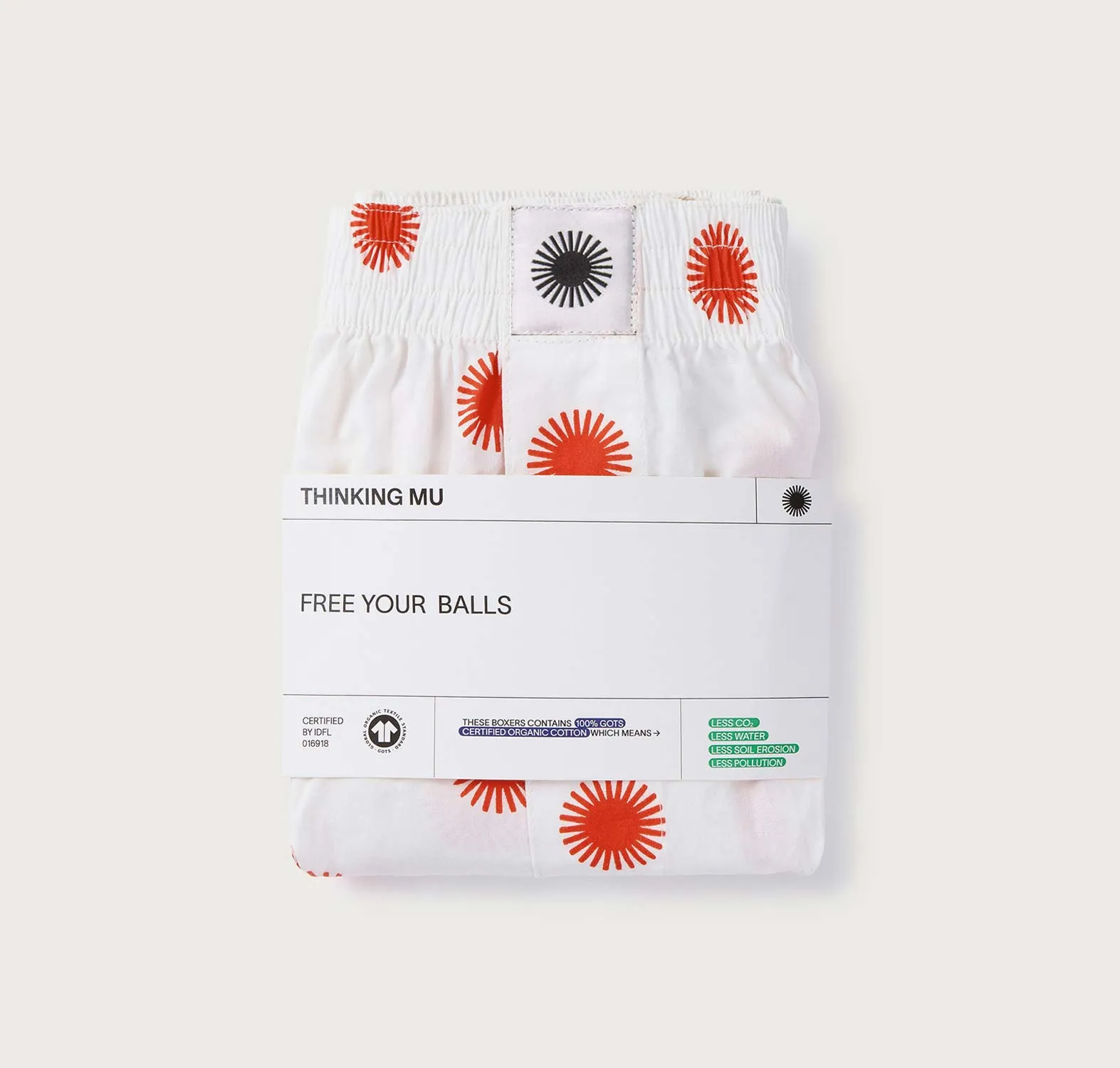 Boxer sol rojo sold by Thinking Mu