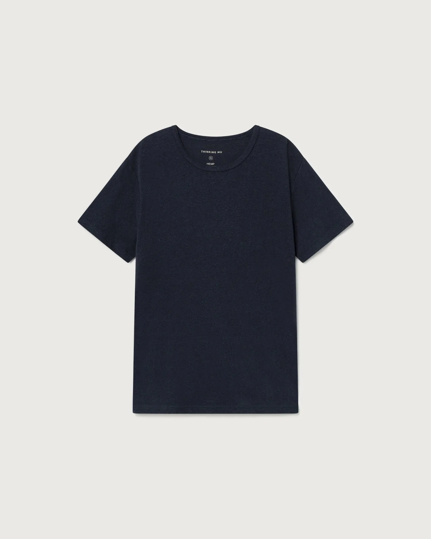 Camiseta gruesa azul navy hemp sold by Thinking Mu