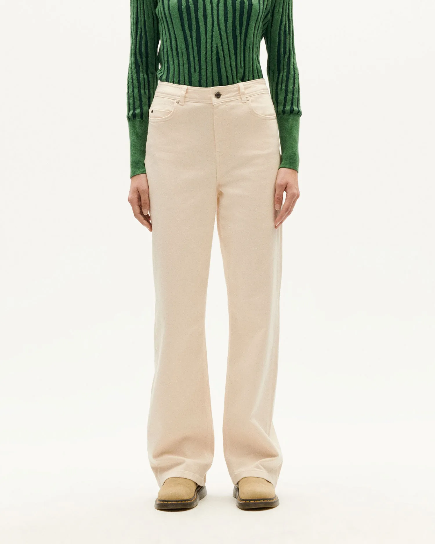 Pantalón tiro alto crudo Theresa sold by Thinking Mu