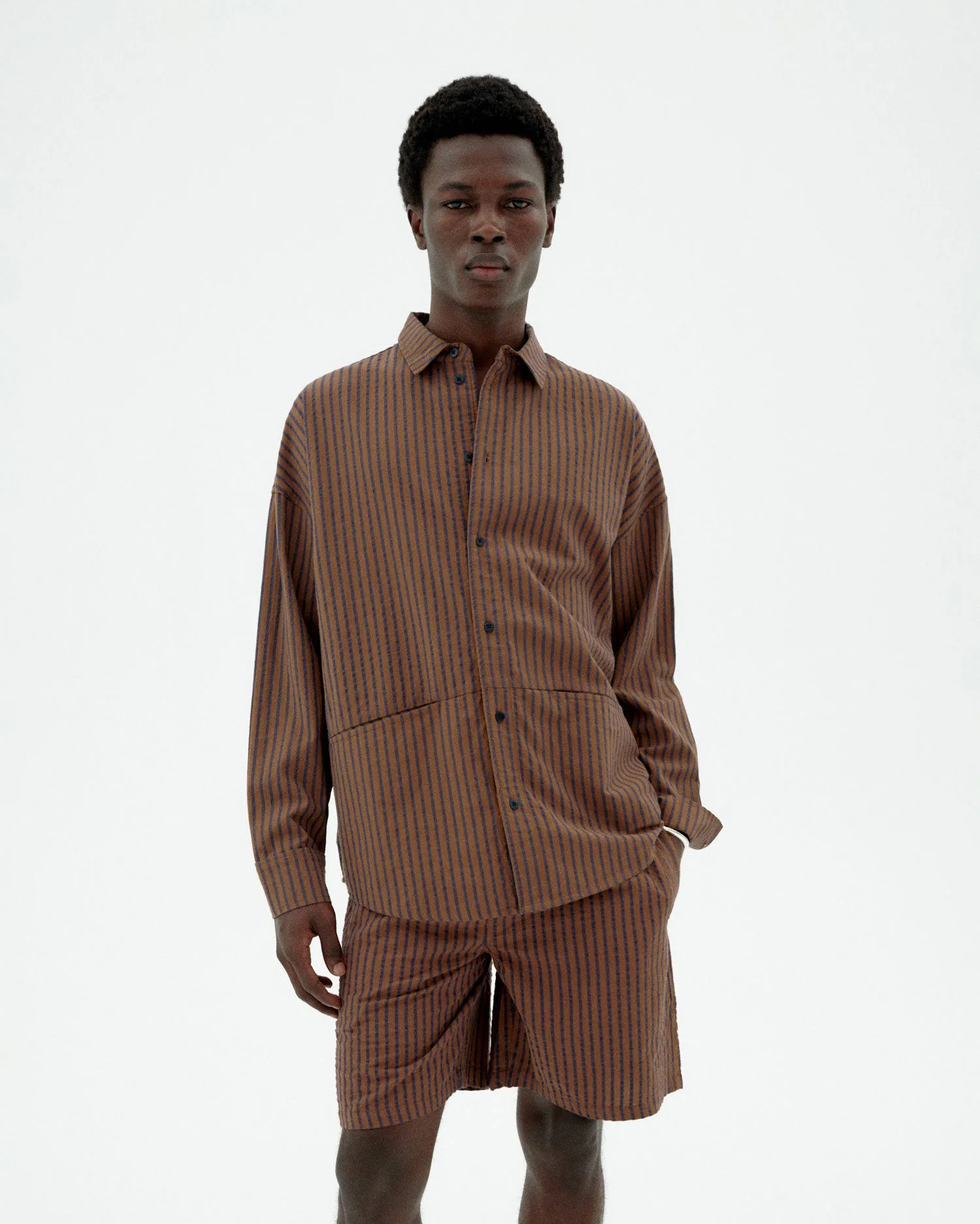 Camisa marrón rayas Jim sold by Thinking Mu