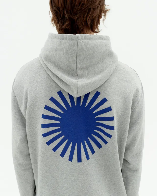 Hoodie gris sol espalda azul Simon sold by Thinking Mu