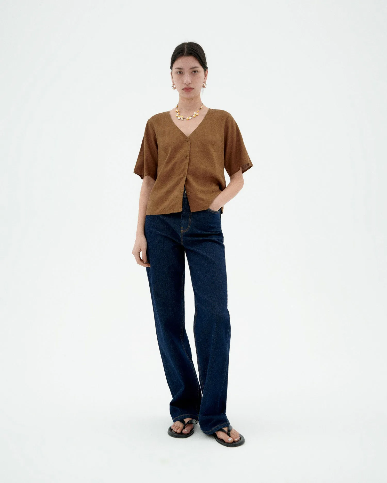Blusa marrón hemp Libelula sold by Thinking Mu product image thumbnail 2