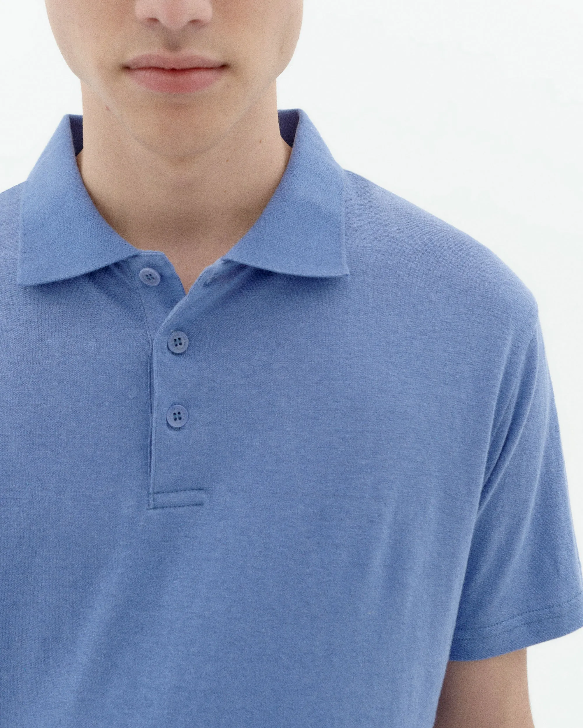 Polo azul claro hemp sold by Thinking Mu product image thumbnail 4