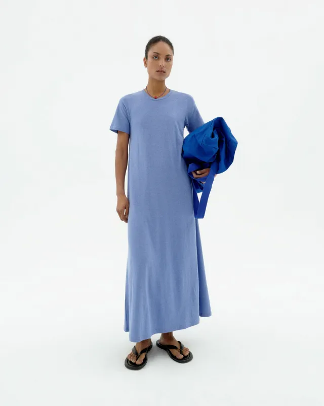 Vestido maxi largo azul claro hemp Oueme sold by Thinking Mu