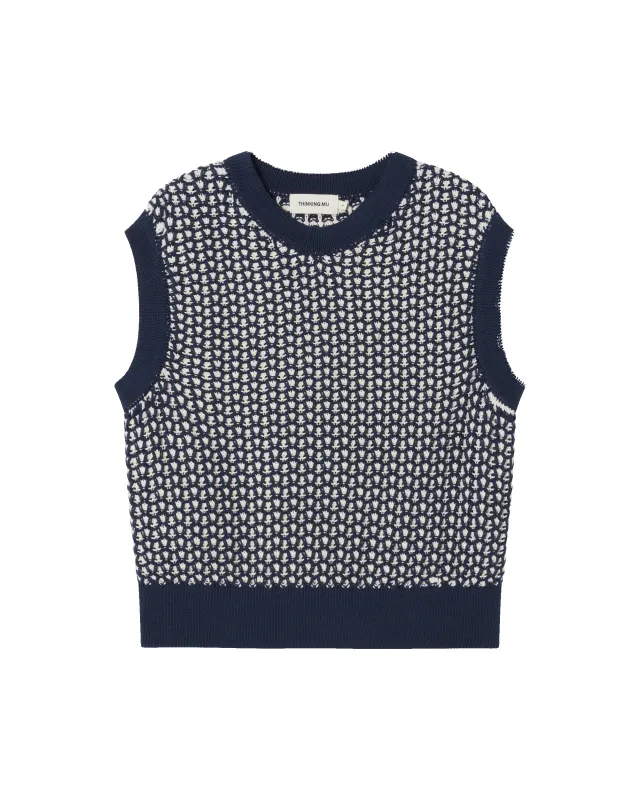 Chaleco azul punto Aria sold by Thinking Mu