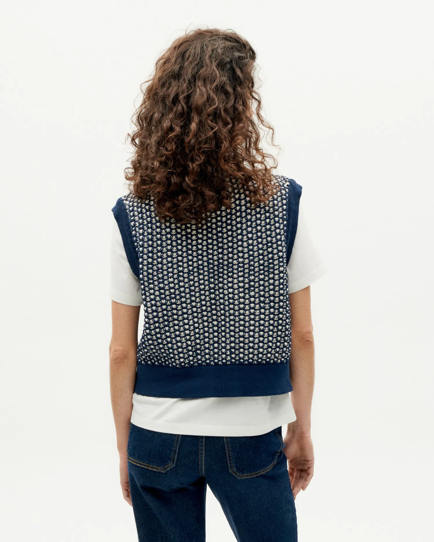 Chaleco azul punto Aria sold by Thinking Mu product image thumbnail 5