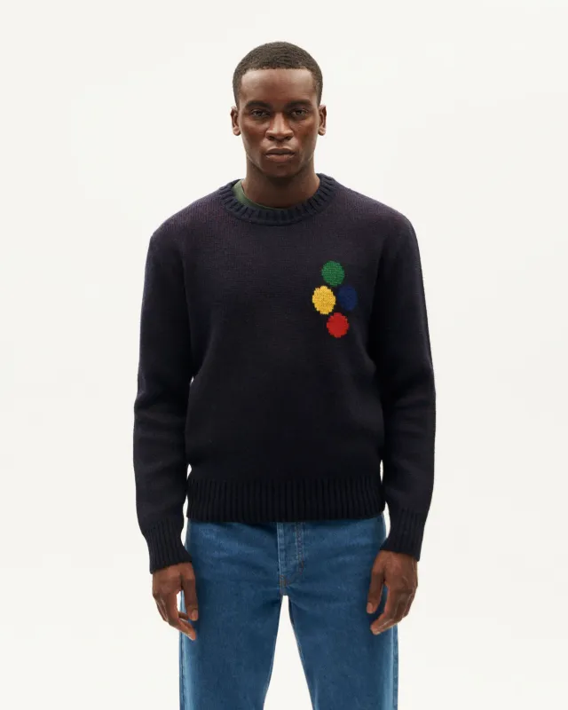 Jersey azul oscuro lana Khem sold by Thinking Mu