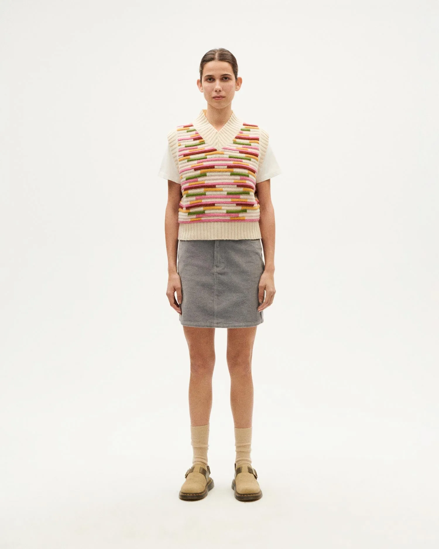 Chaleco multicolor lana Mica sold by Thinking Mu