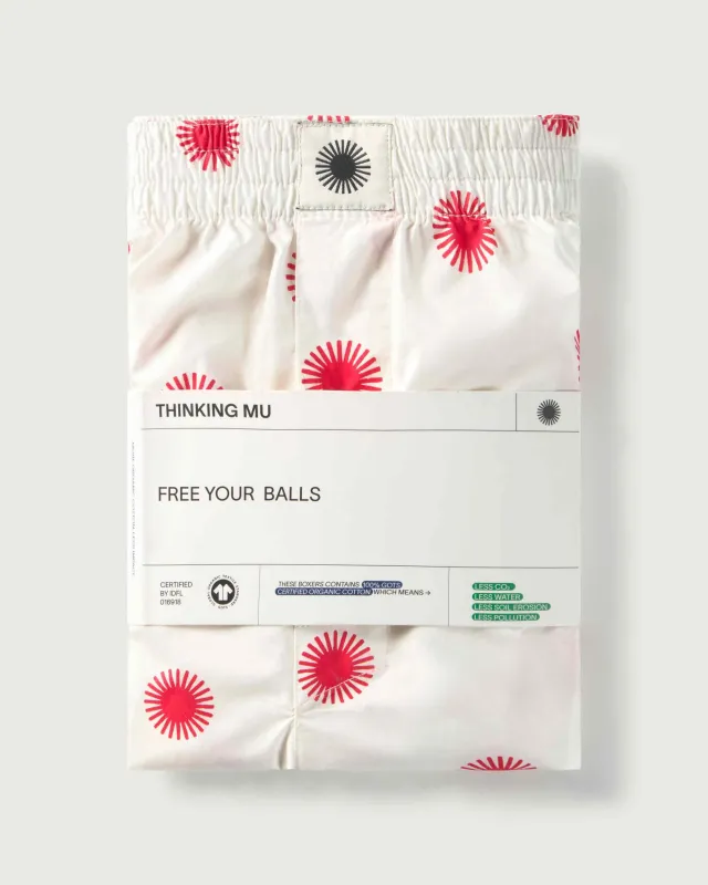 Boxers blancos sol rojo sold by Thinking Mu
