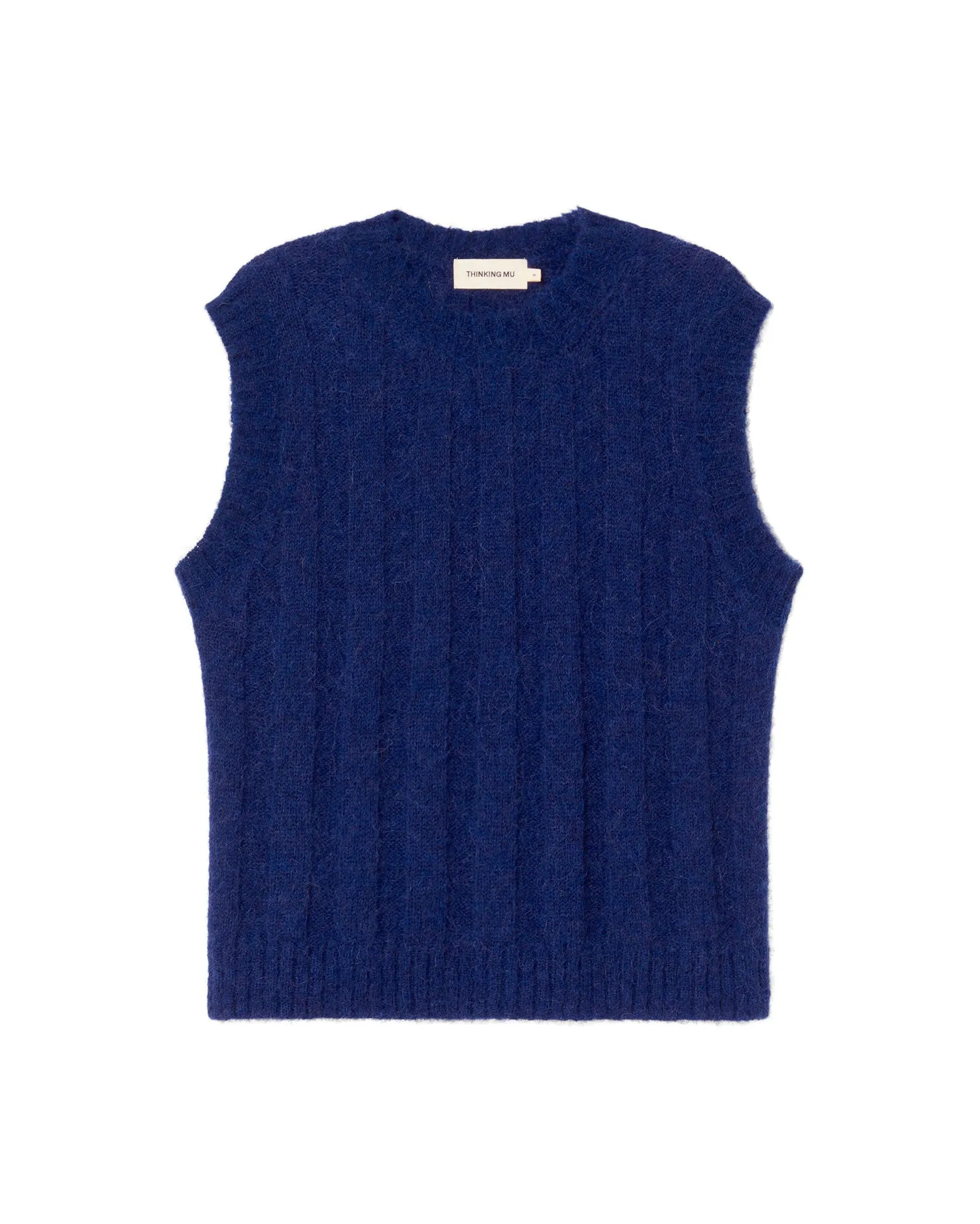 Chaleco azul lana alpaca Kelly sold by Thinking Mu