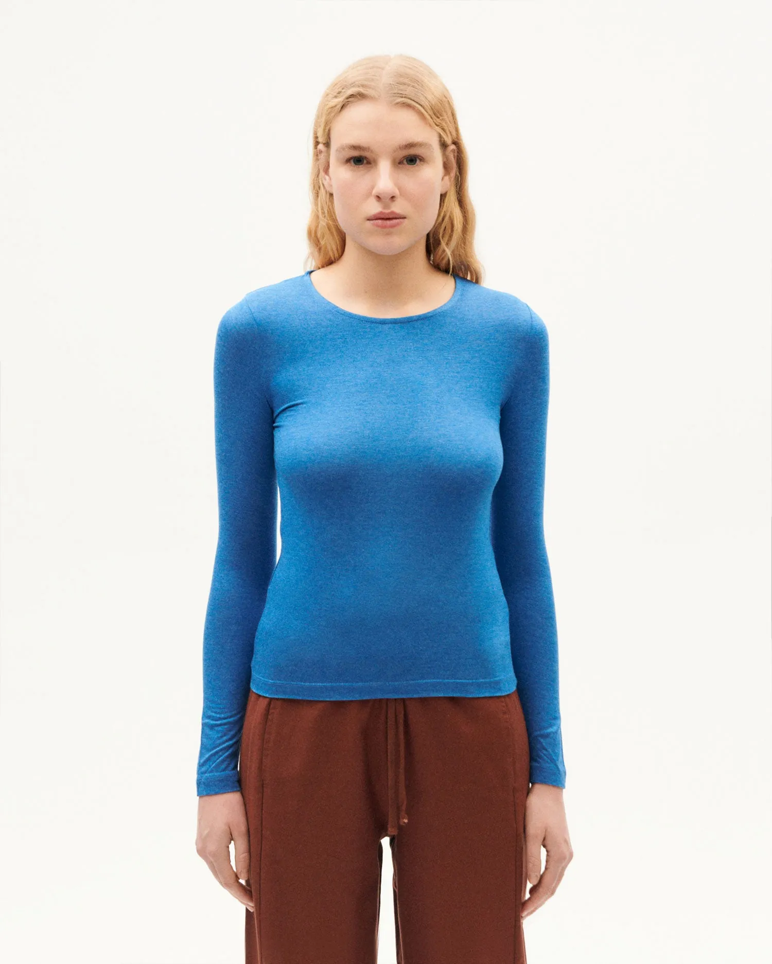 Top azul cashmere Brisa sold by Thinking Mu product image thumbnail 2