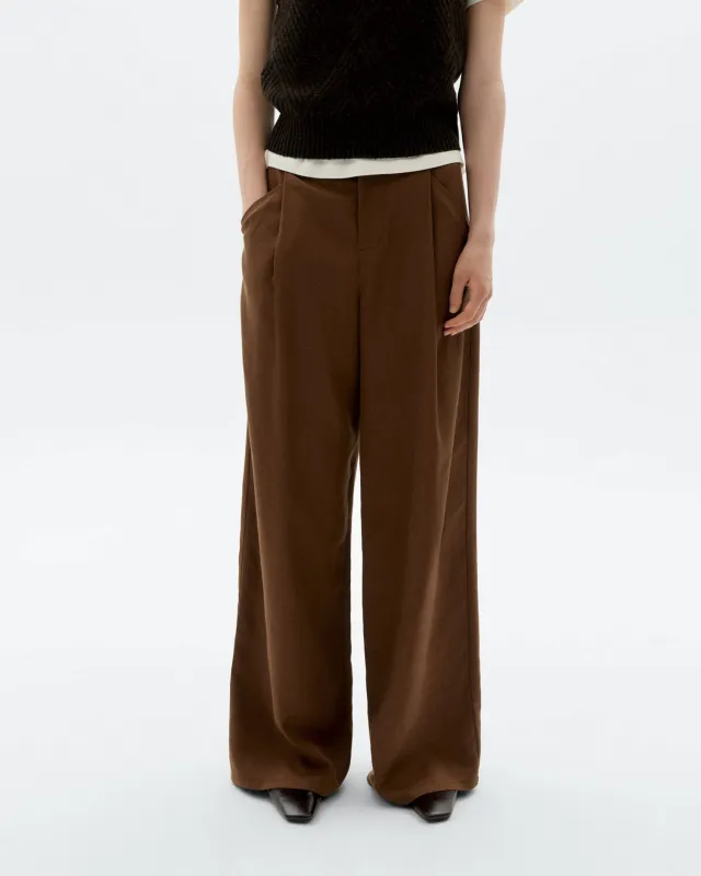Pantalón wide leg pinza marrón Molly sold by Thinking Mu