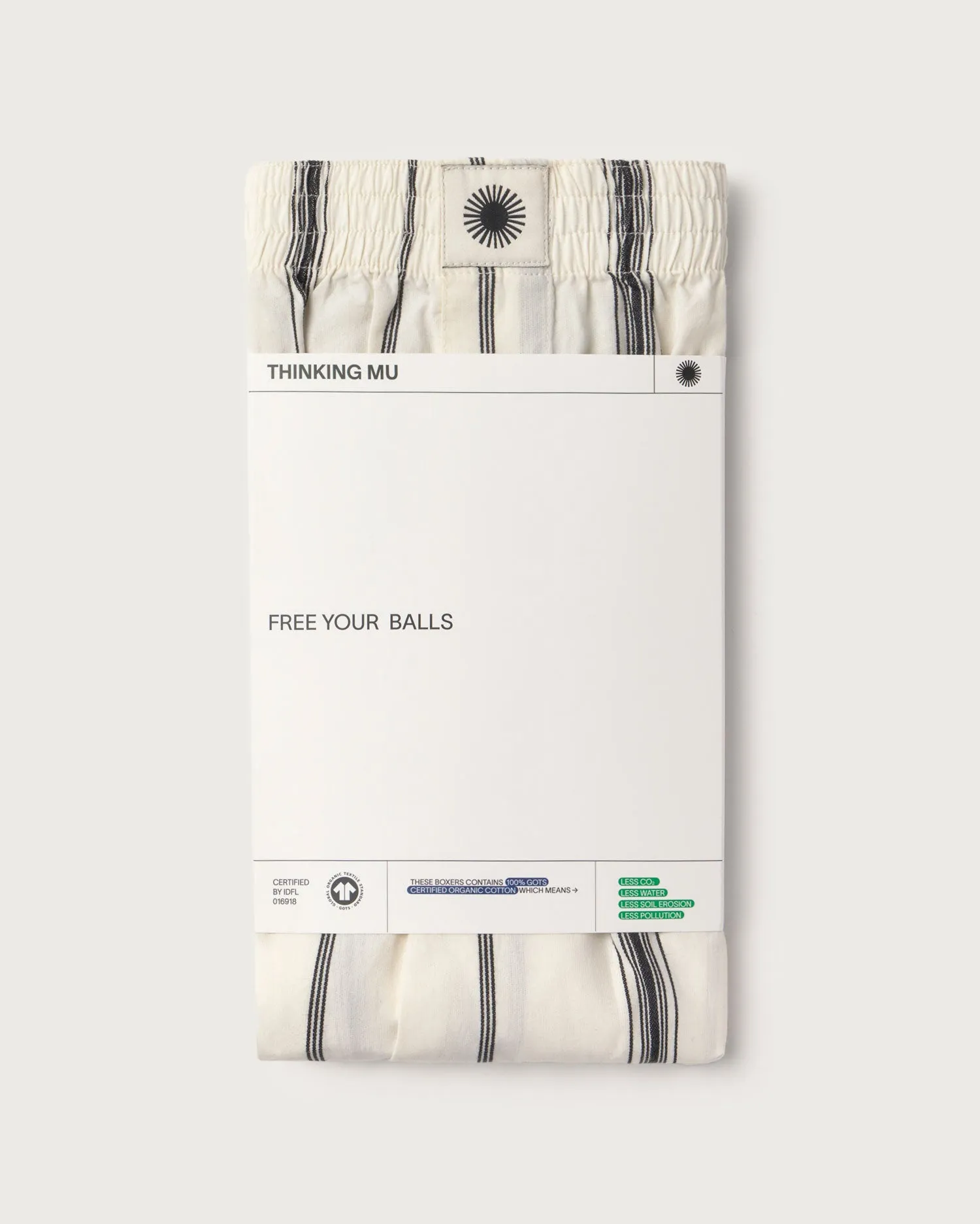 Boxers blancos rayas negras sold by Thinking Mu