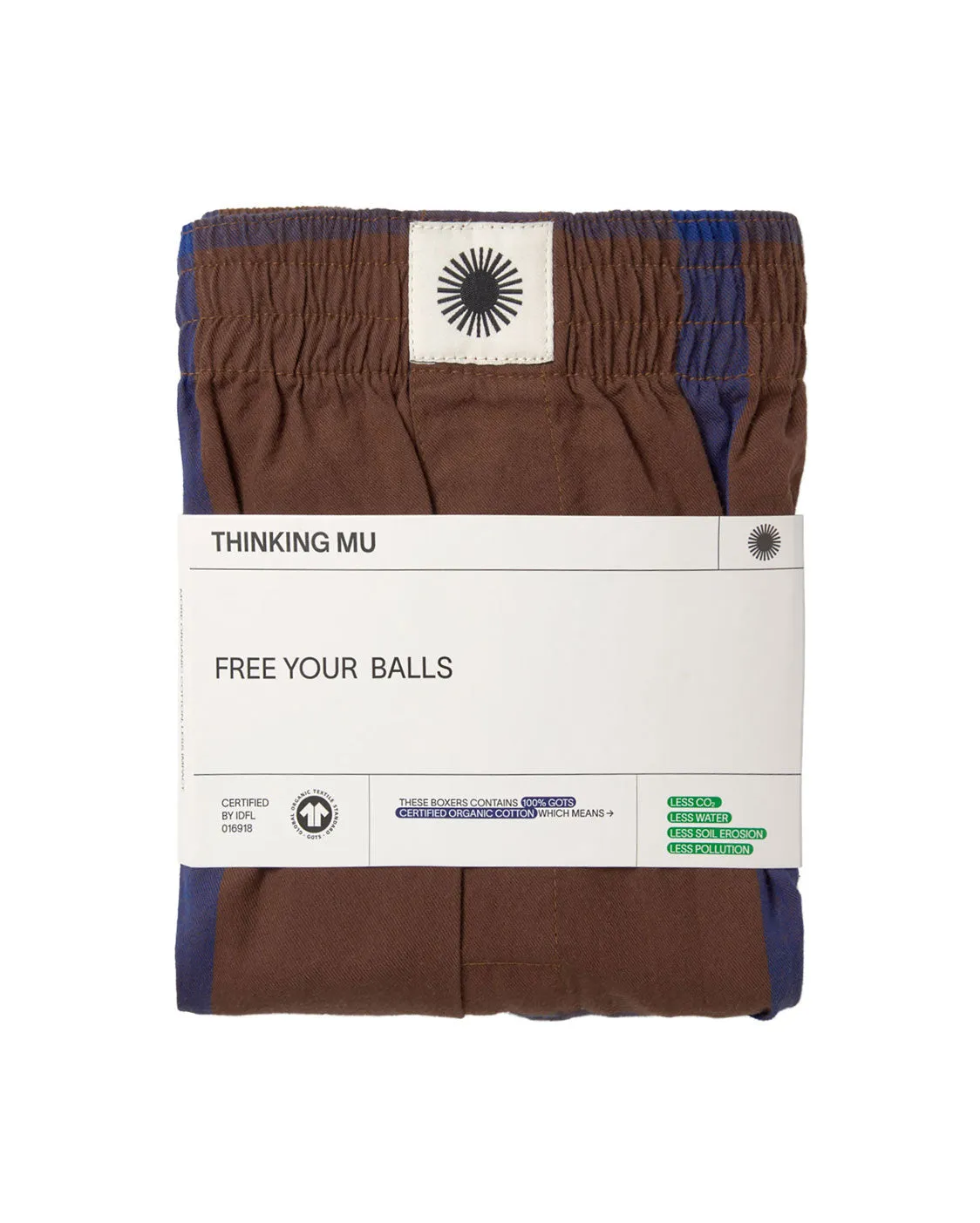 Boxers marrones cuadros azules sold by Thinking Mu