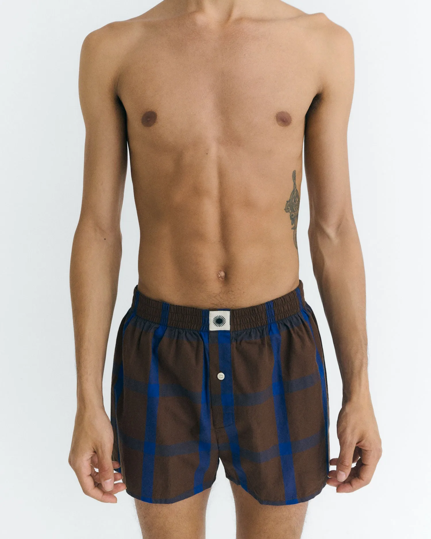 Boxers marrones cuadros azules sold by Thinking Mu product image thumbnail 2