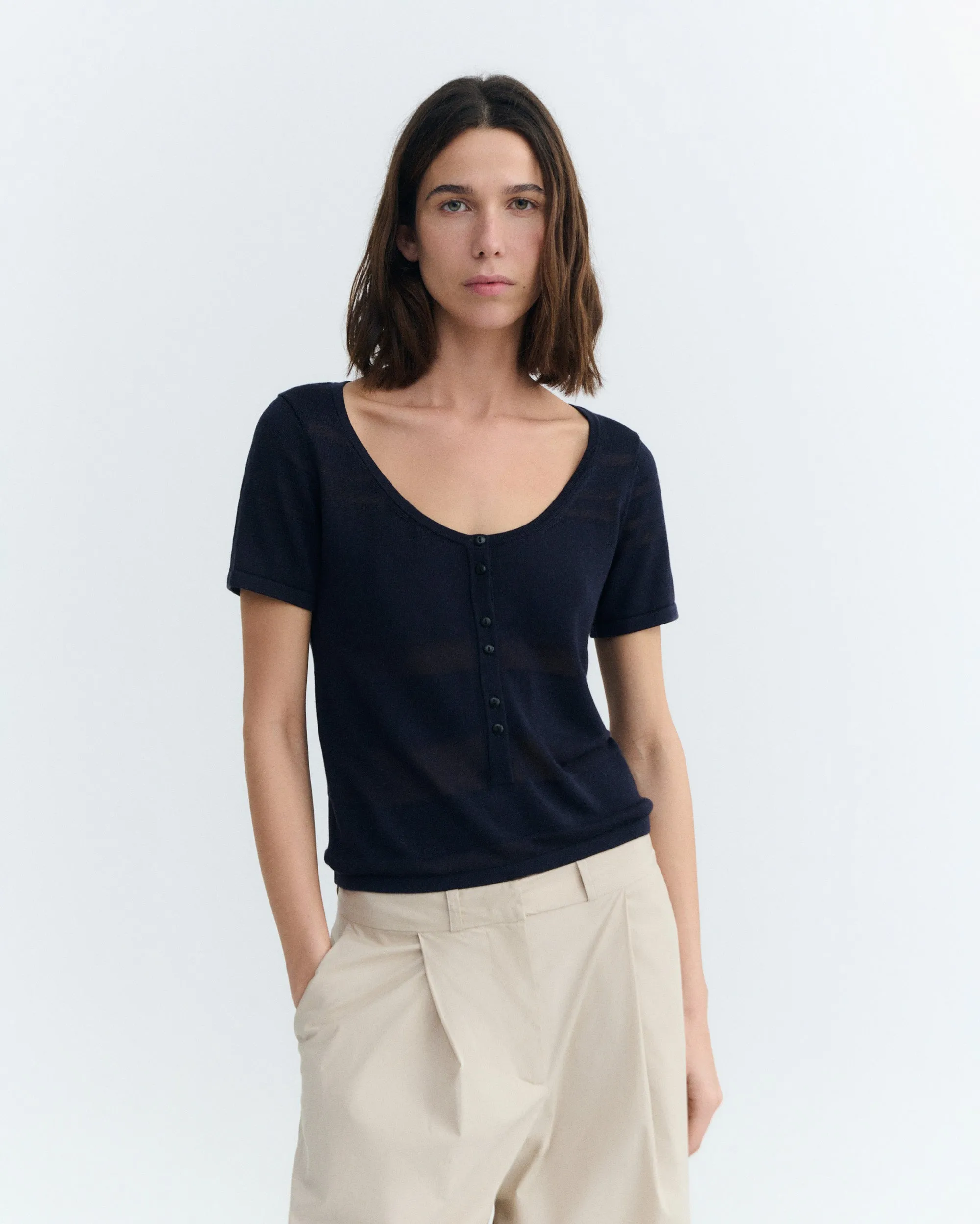 Top rayas semitransparente navy Ash sold by Thinking Mu product image thumbnail 2
