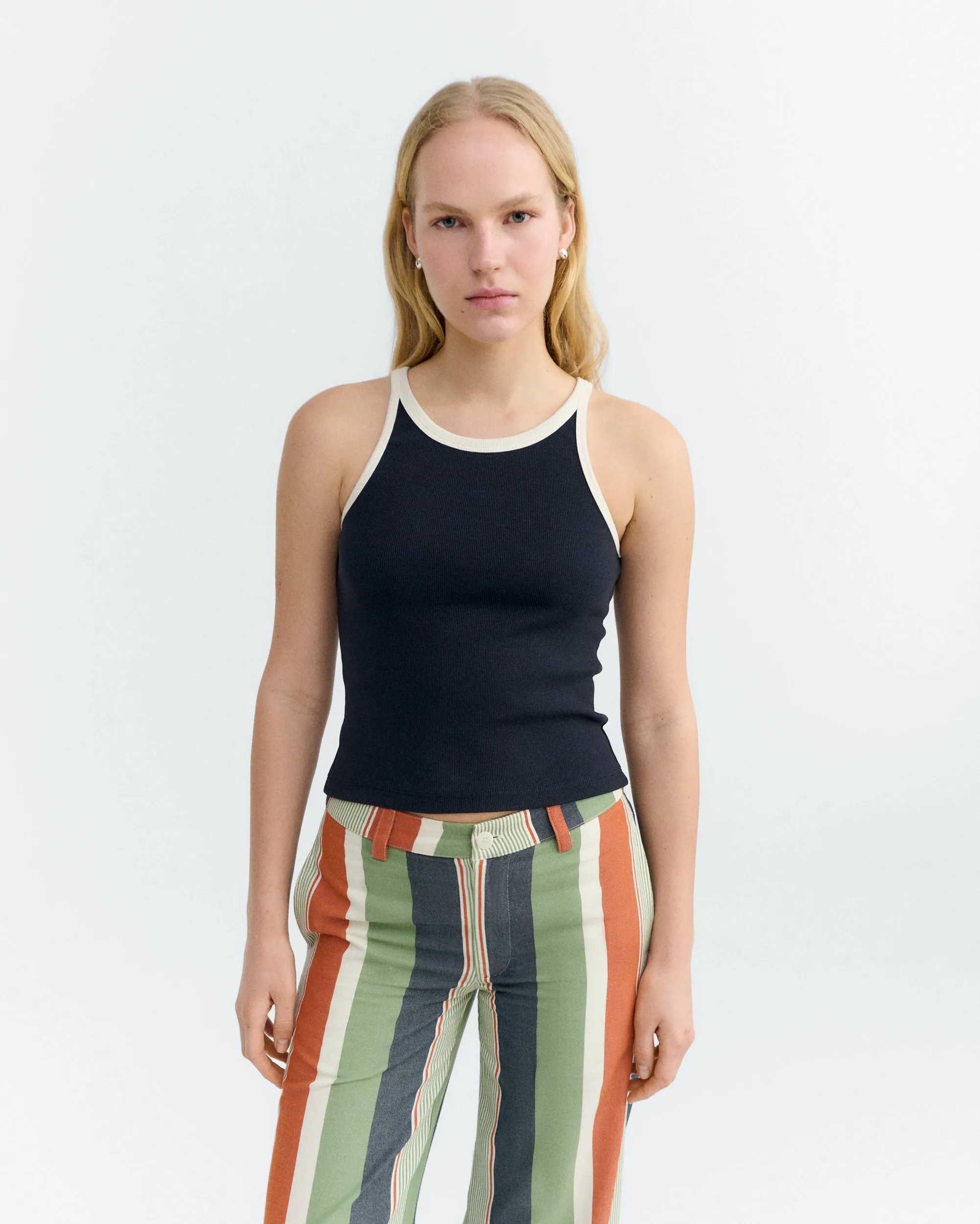 Top halter navy contraste blanco Harriet sold by Thinking Mu product image thumbnail 2