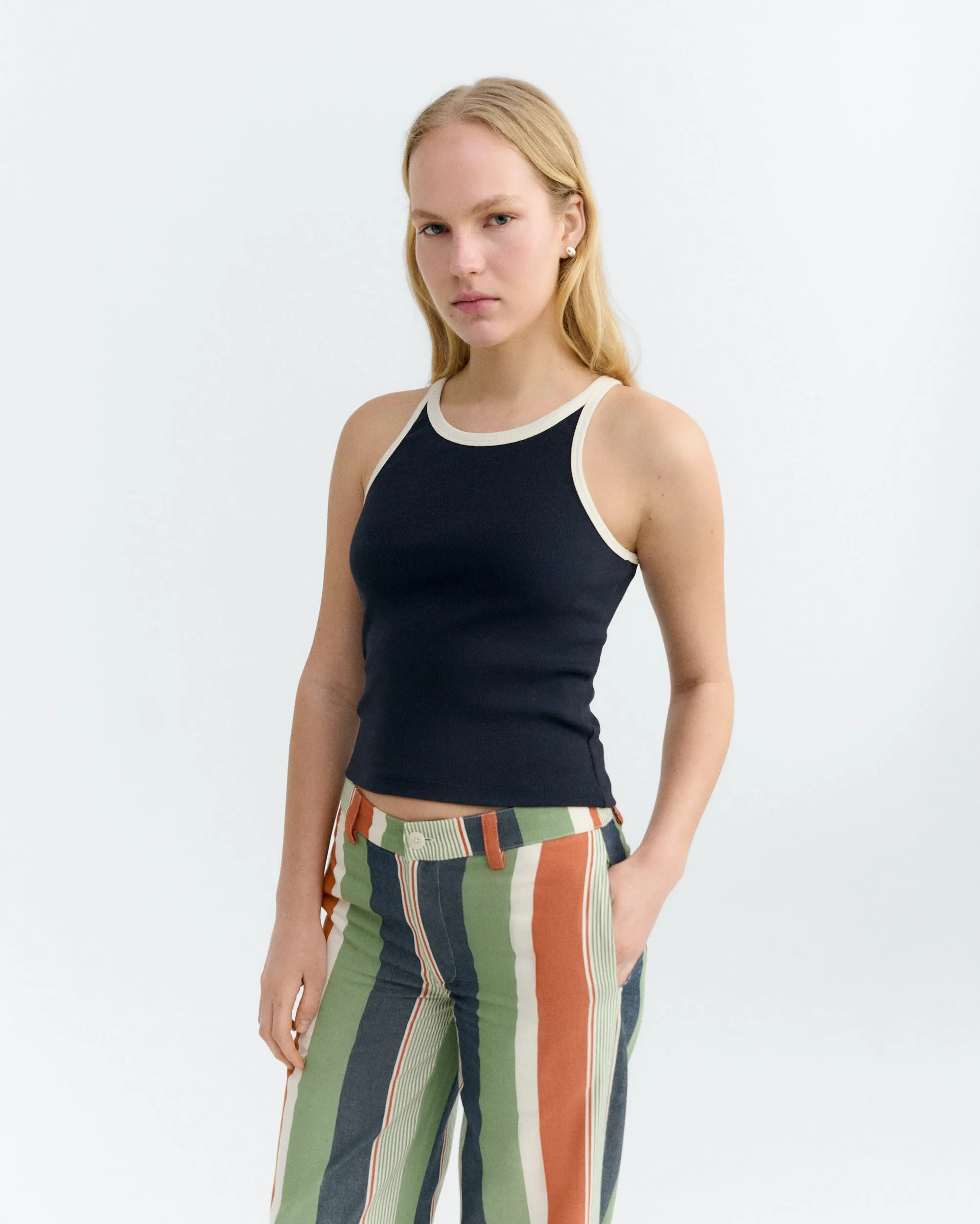 Top halter navy contraste blanco Harriet sold by Thinking Mu product image thumbnail 3