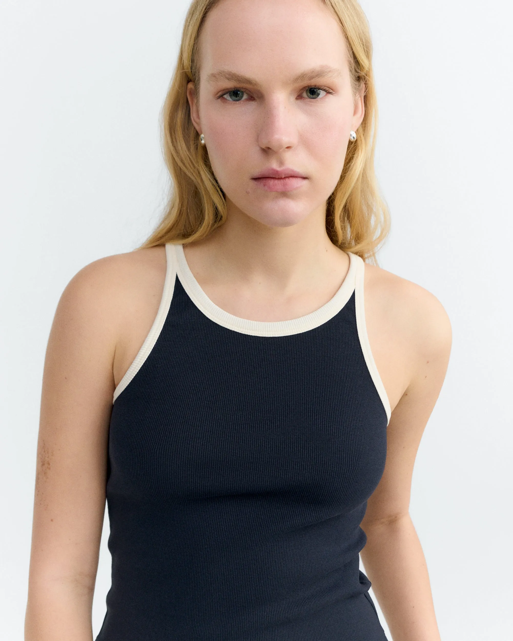 Top halter navy contraste blanco Harriet sold by Thinking Mu product image thumbnail 4