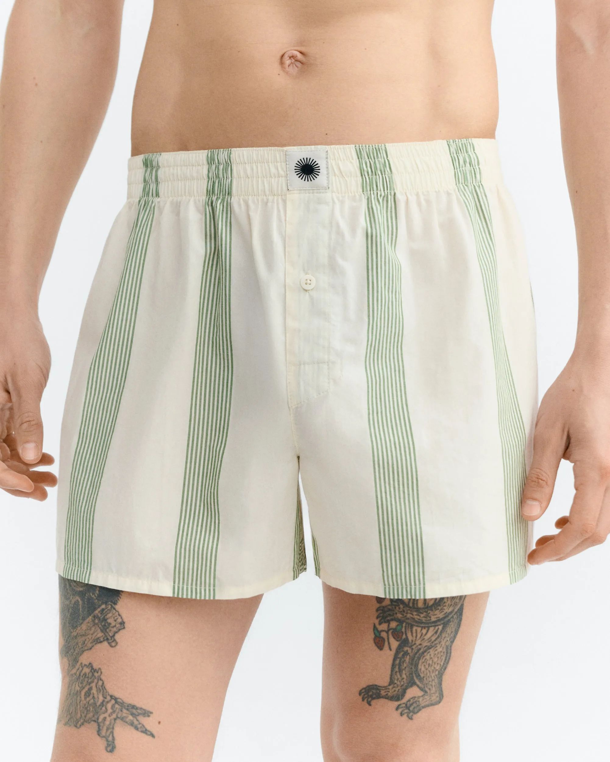 Boxer popelin rayas verde sold by Thinking Mu product image thumbnail 2