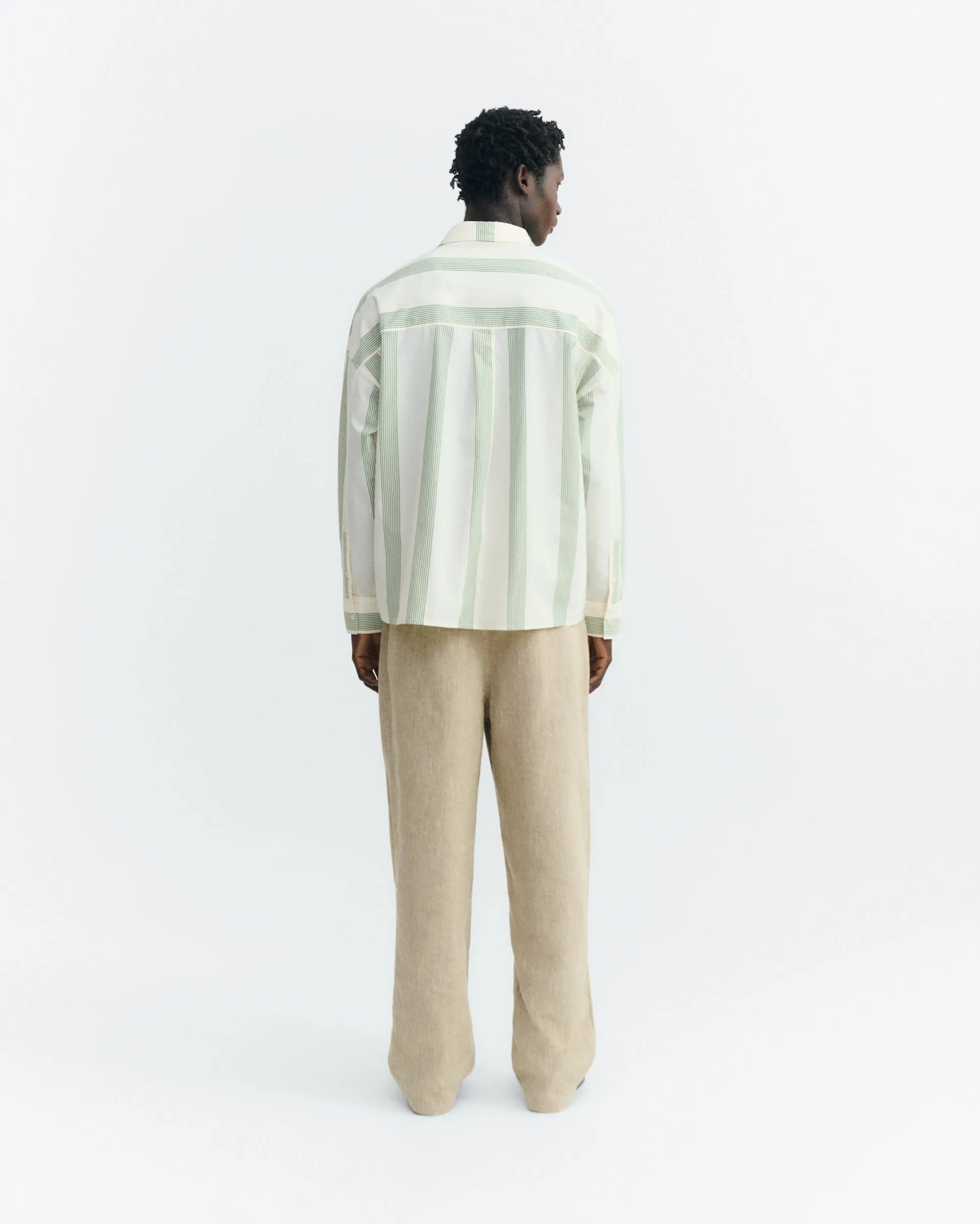 Camisa popelin rayas verde Jim sold by Thinking Mu product image thumbnail 4