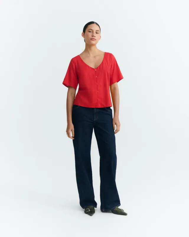 Blusa roja hemp Leia made by Thinking Mu