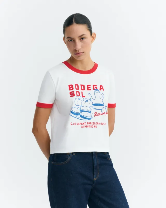 Camiseta contraste rojo bodega sol Zowie R made by Thinking Mu