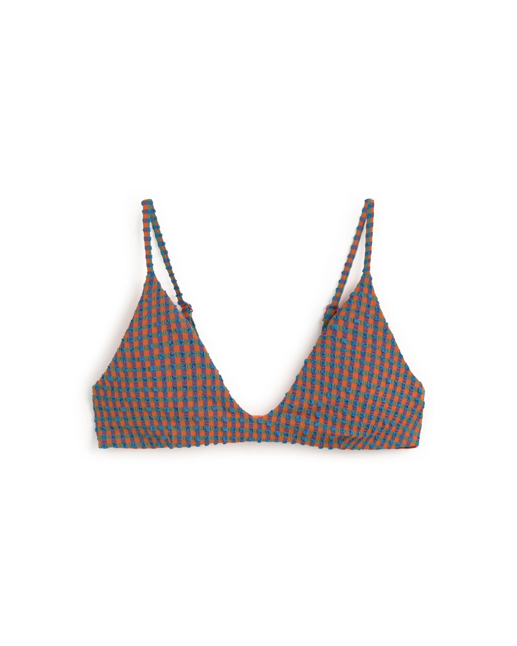Top bikini seersucker naranja y azul Positano sold by Thinking Mu product image thumbnail 5