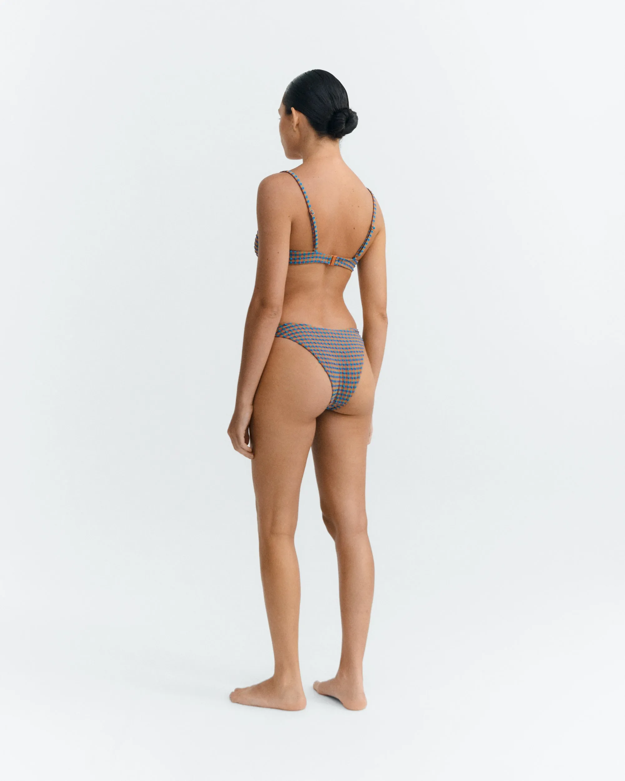 Top bikini seersucker naranja y azul Positano sold by Thinking Mu product image thumbnail 3