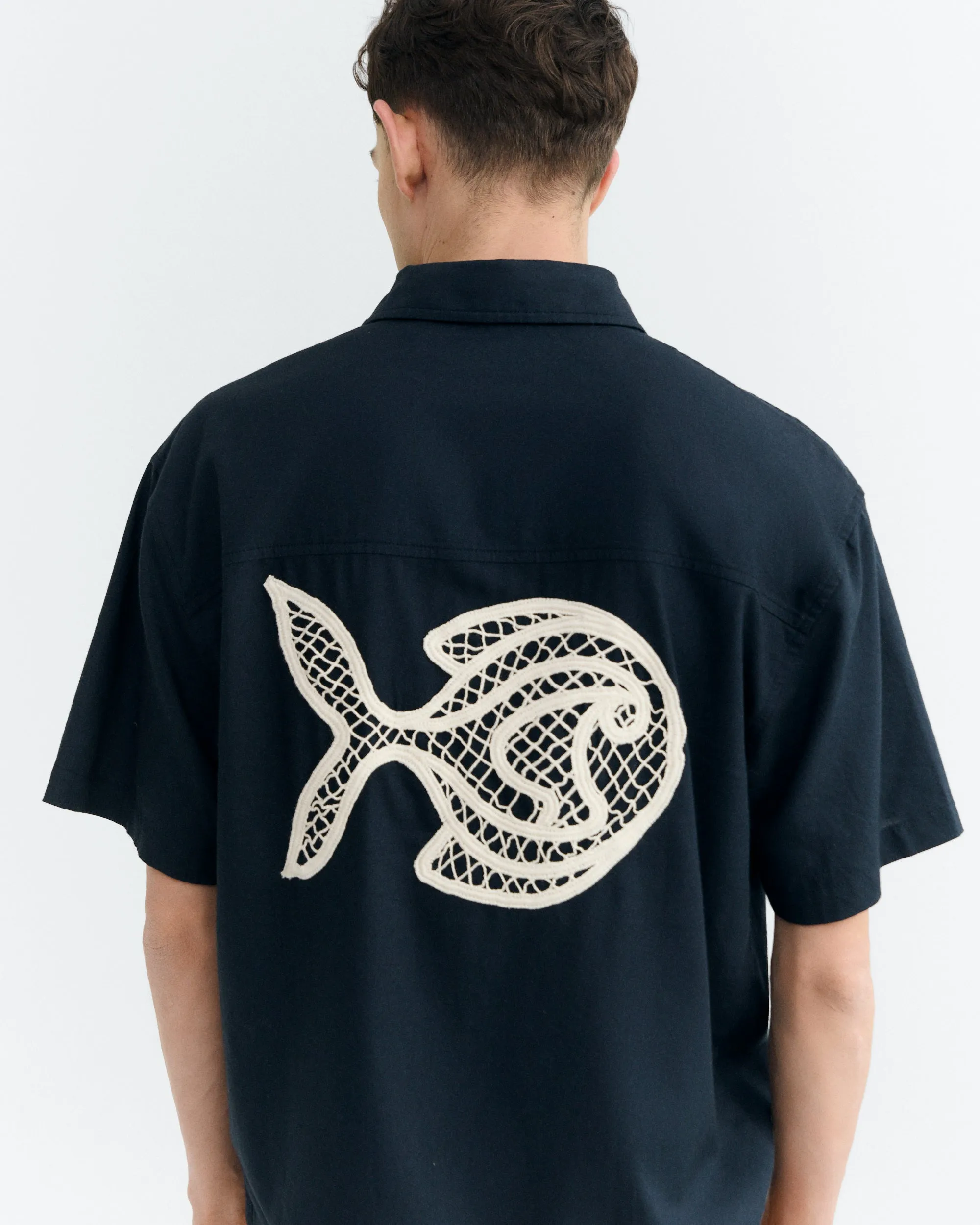 Camisa oversize bordada a mano fish Kurtis sold by Thinking Mu product image thumbnail 4
